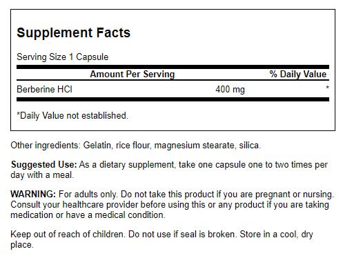 Foto 8 pulgar | Suplemento Swanson Berberine Hcl 400 Mg 60 Cápsulas - Venta Internacional.