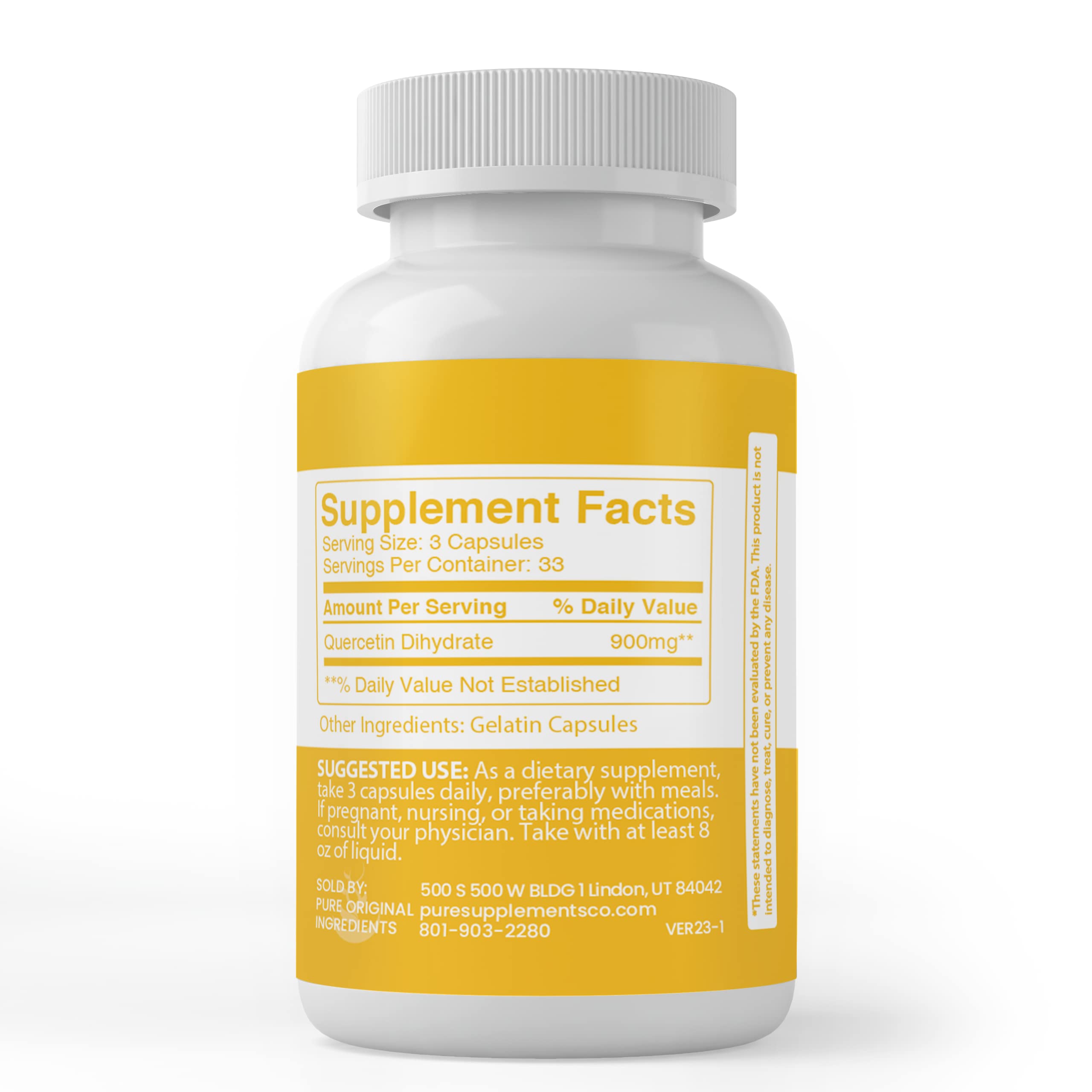 Foto 4 pulgar | Suplemento Dietético Pure Original Ingredients Quercetina 100 Cápsulas - Venta Internacional.