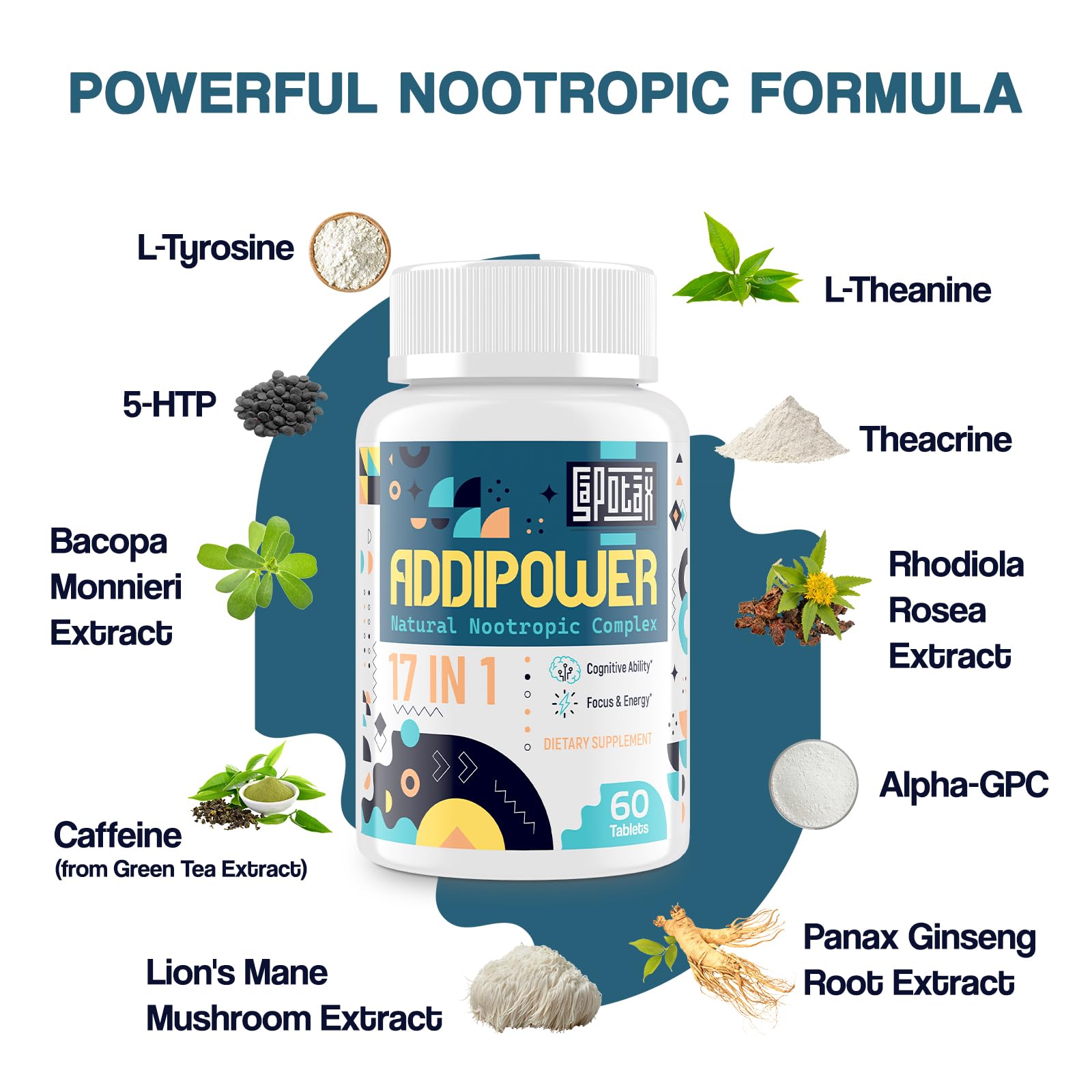 Foto 3 | Suplemento Cerebral Sapotax Memory Focus 17 En 1, 60 Comprimidos - Venta Internacional.