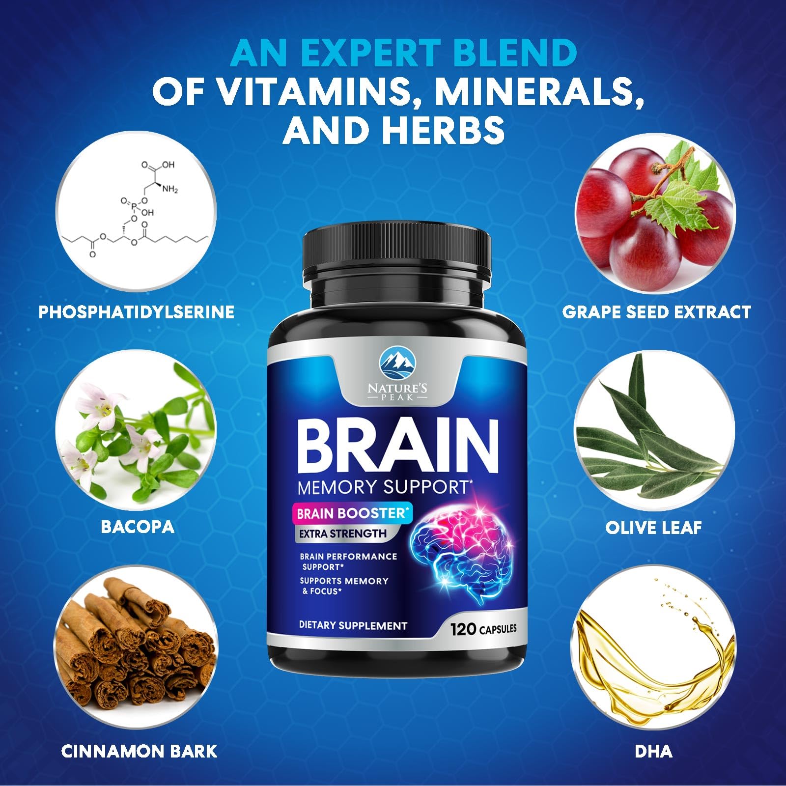 Foto 4 pulgar | Brain Supplement Nature's Peak Memory Pills 120 Cápsulas - Venta Internacional.