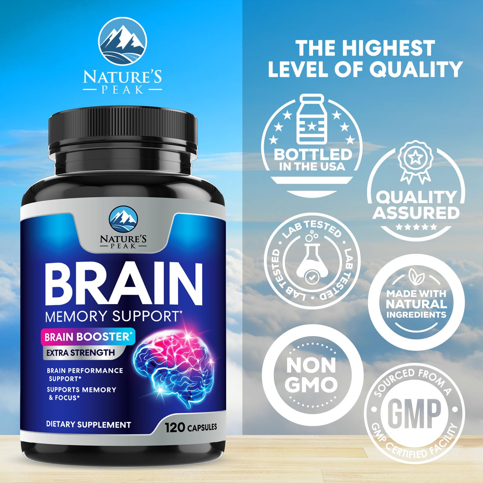 Foto 5 pulgar | Brain Supplement Nature's Peak Memory Pills 120 Cápsulas - Venta Internacional.