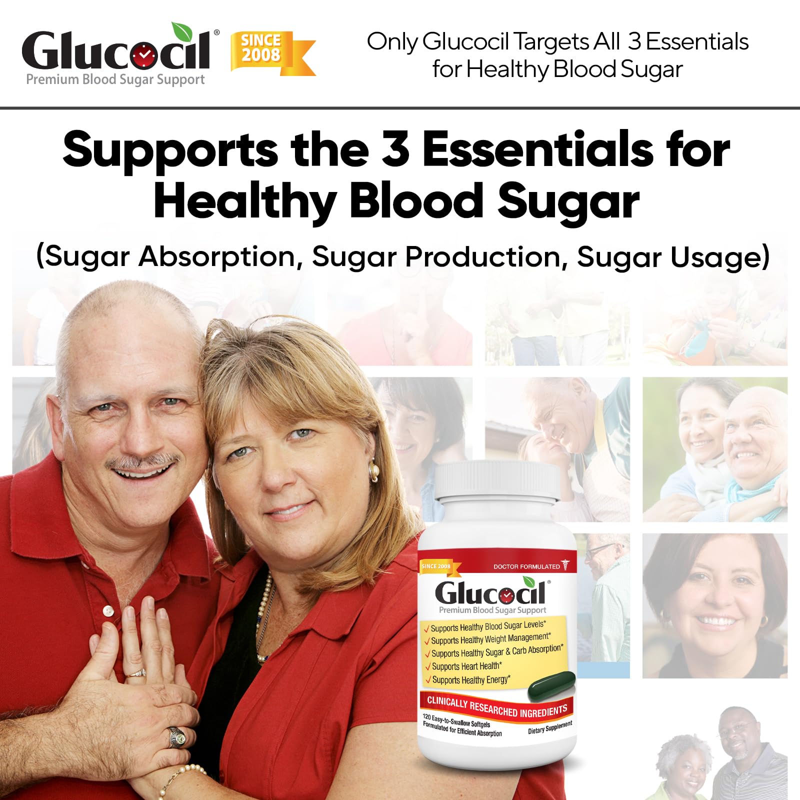 Foto 3 pulgar | Suplemento Glucocil Softgels Premium Para Aumentar El Azúcar En Sangre, Paquete De 3 - Venta Internacional.