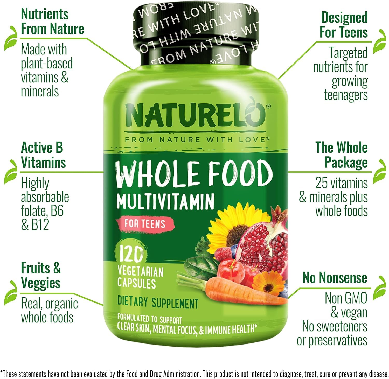 Foto 7 pulgar | Multivitamínico Naturelo Whole Food Para Adolescentes 120 Cápsulas - Venta Internacional.