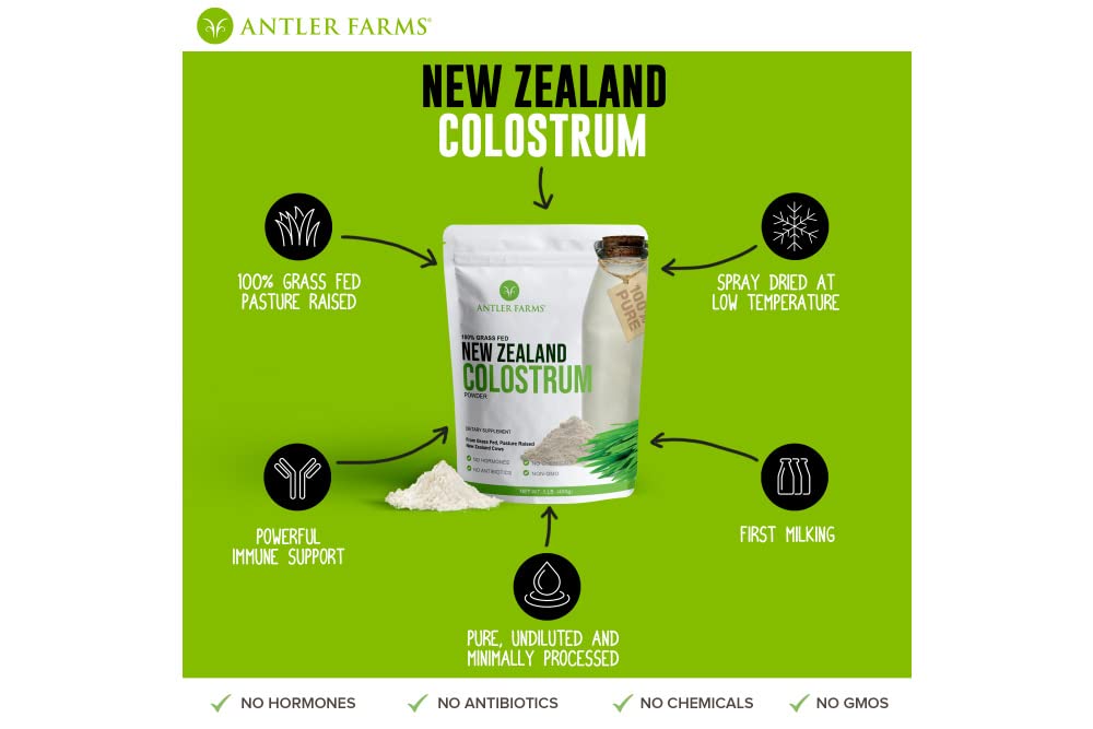 Foto 6 pulgar | Colostrum Antler Farms 100% Puro De Nueva Zelanda, 450 G, 30 Porciones - Venta Internacional.