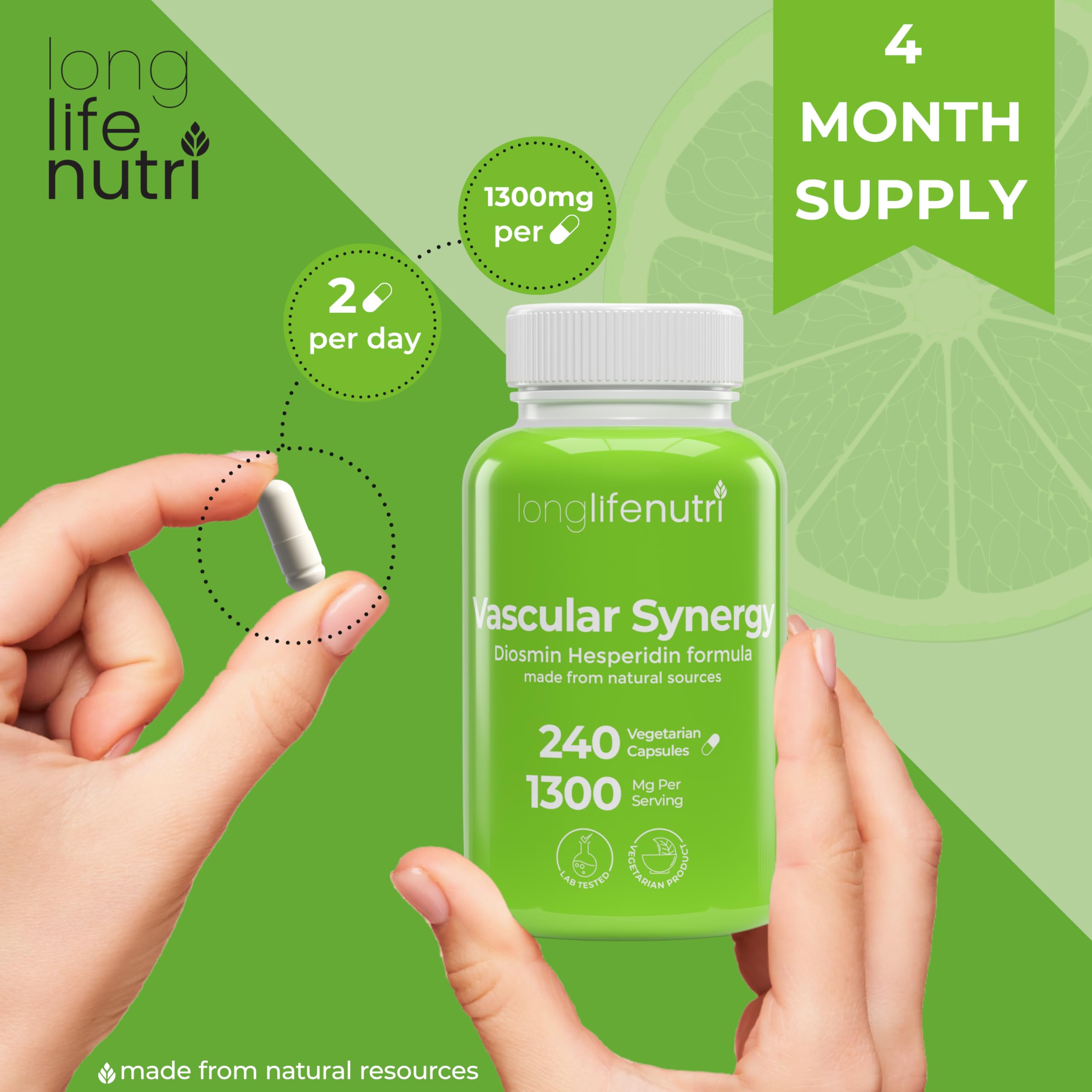 Foto 6 pulgar | Suplemento Longlife Nutri Vascular Synergy 1000 Mg/300 Mg X240 - Venta Internacional.