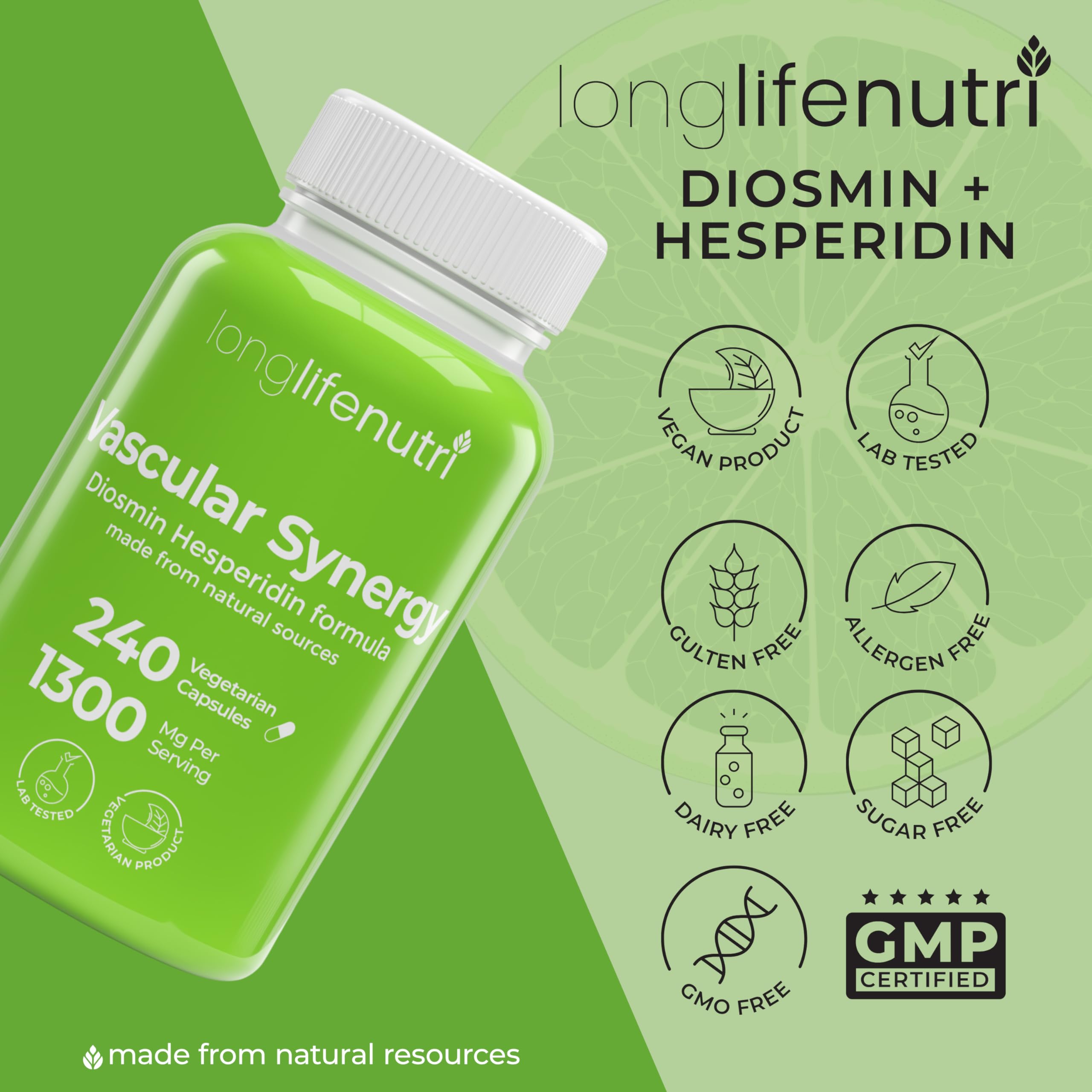 Foto 7 pulgar | Suplemento Longlife Nutri Vascular Synergy 1000 Mg/300 Mg X240 - Venta Internacional.