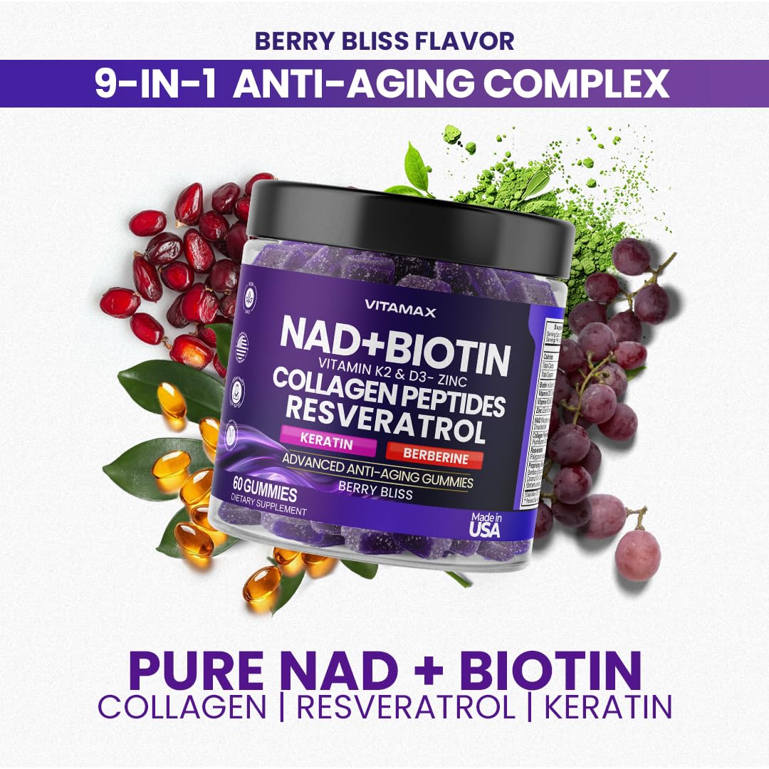 Foto 4 pulgar | Suplemento Vitamax Anti-aging Gummy Nad+, Resveratrol 60 Unidades - Venta Internacional.
