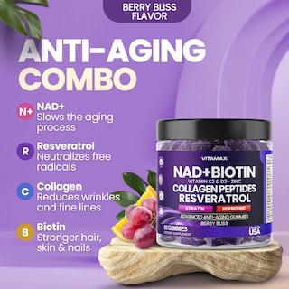 Foto 4 | Suplemento Vitamax Anti-aging Gummy Nad+, Resveratrol 60 Unidades - Venta Internacional.