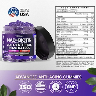 Foto 5 | Suplemento Vitamax Anti-aging Gummy Nad+, Resveratrol 60 Unidades - Venta Internacional.