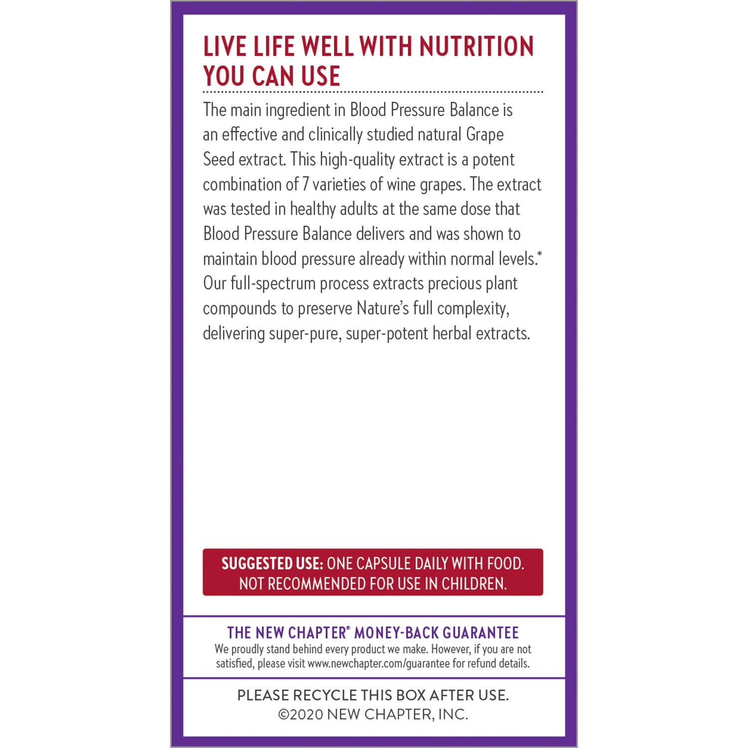 Foto 7 | Suplemento New Chapter Blood Pressure Take Care 60 Comprimidos - Venta Internacional.