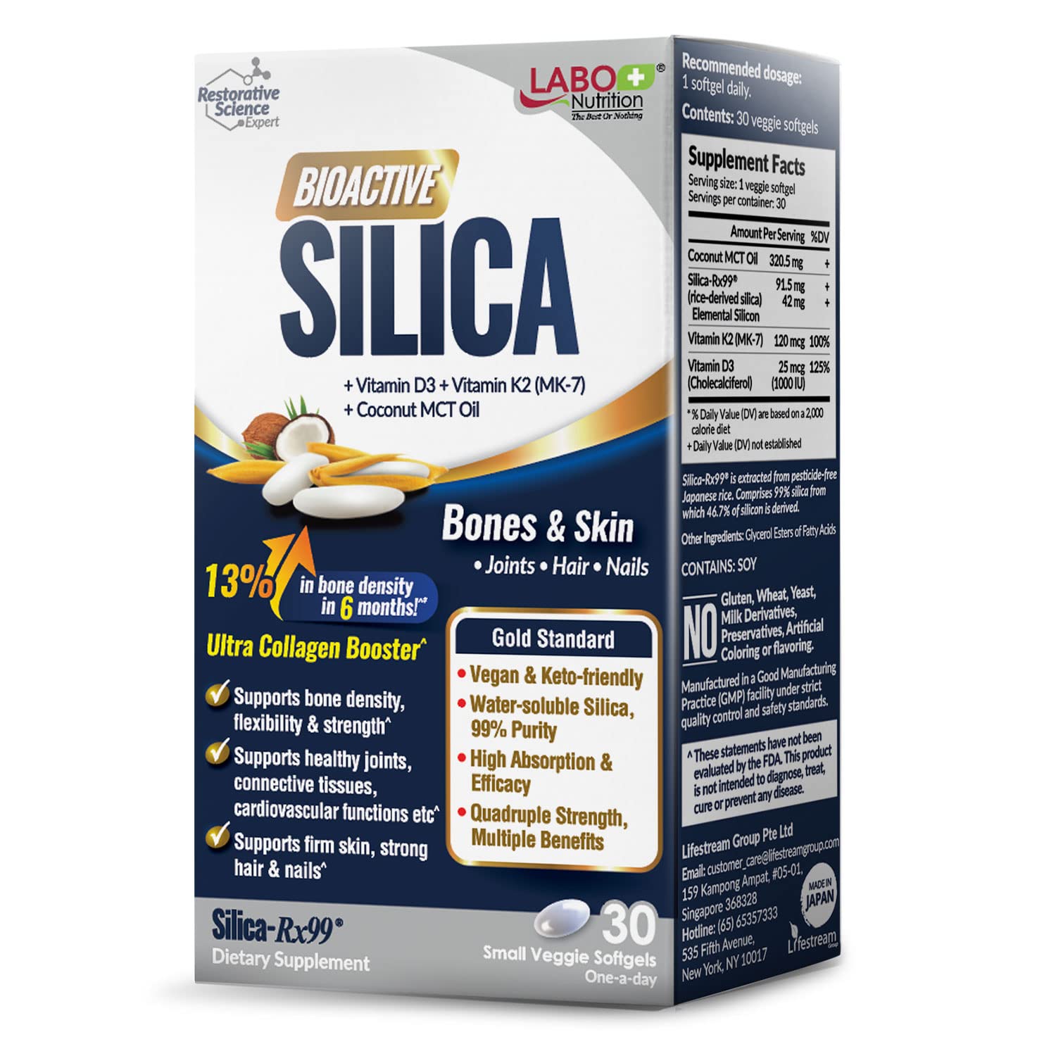 Foto 2 pulgar | Suplemento De Sílice Bioactiva De Labo Nutrition Con 42 Mg De Silicio - Venta Internacional.