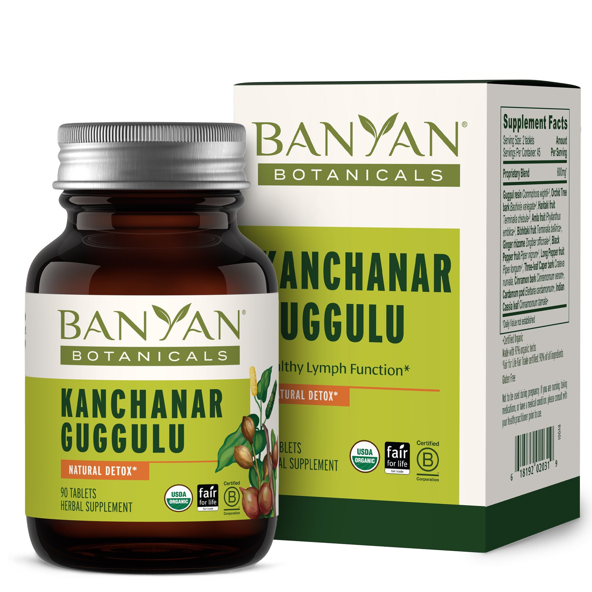 Foto 2 pulgar | Suplemento Banyan Botanicals Kanchanar Guggulu 90 Comprimidos - Venta Internacional.