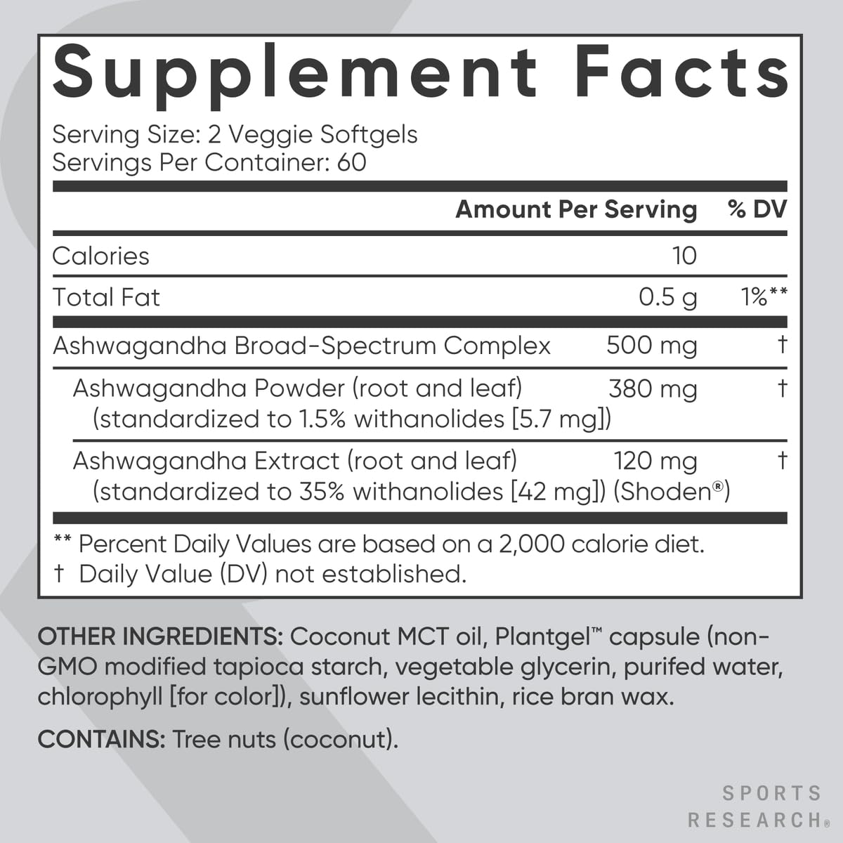 Foto 7 pulgar | Cápsulas Blandas De Ashwagandha Supplement Sports Research, 120 Unidades - Venta Internacional.