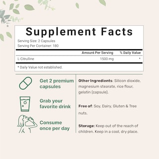 Foto 2 | Suplemento De Microingredientes: L-citrulina 1500 Mg, 360 Cápsulas - Venta Internacional.