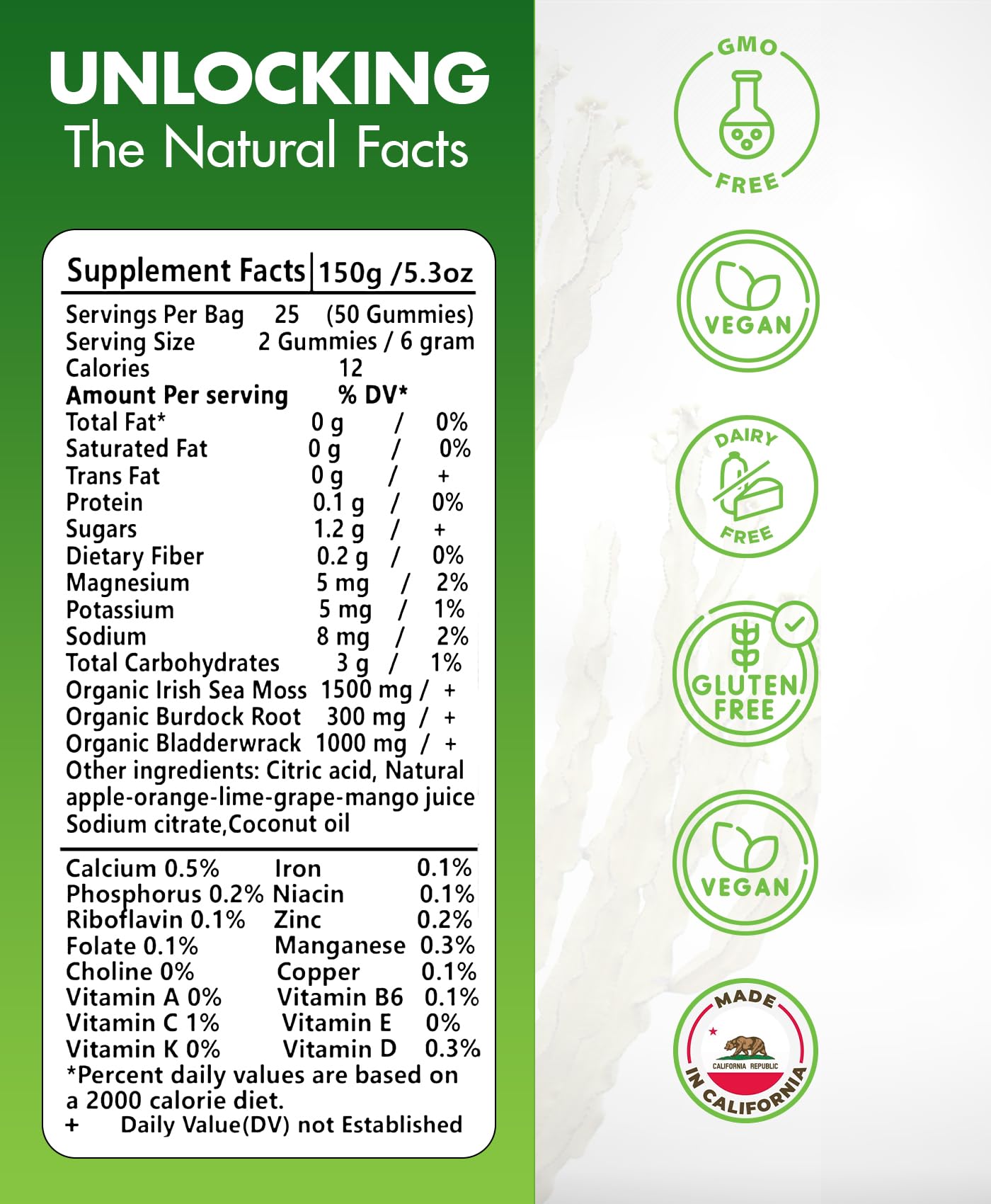 Foto 3 pulgar | Gomitas De Musgo Marino Bio Vitalica Veganas Keto Dr Sebi Diet (1) - Venta Internacional.