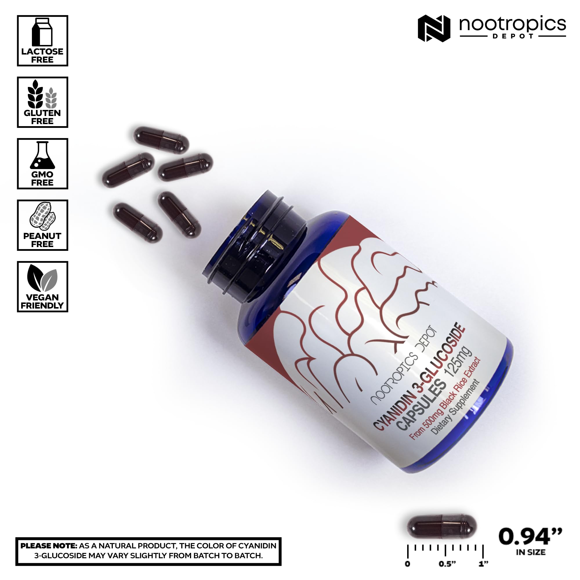 Foto 4 pulgar | Suplemento Nootropics Depot Cianidin 3-glucósido 125 Mg 60 Cápsulas - Venta Internacional.