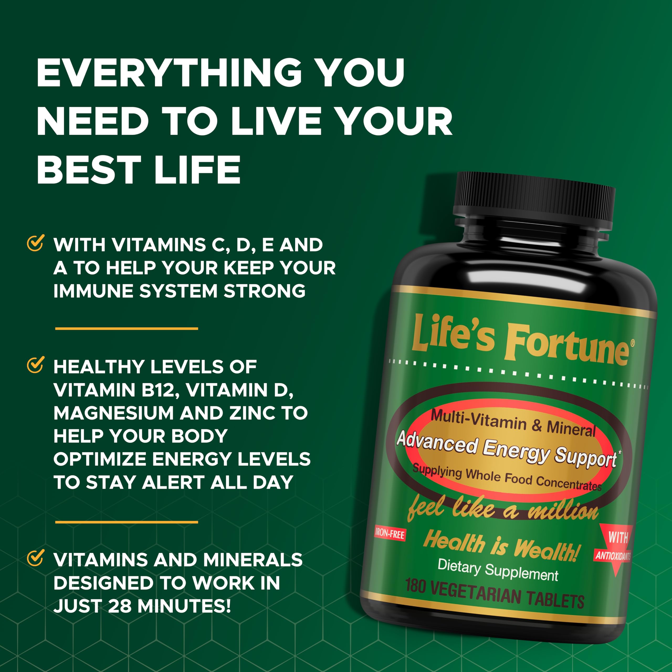 Foto 3 pulgar | Suplemento Multivitamínico Life's Fortune, 180 Comprimidos - Venta Internacional.