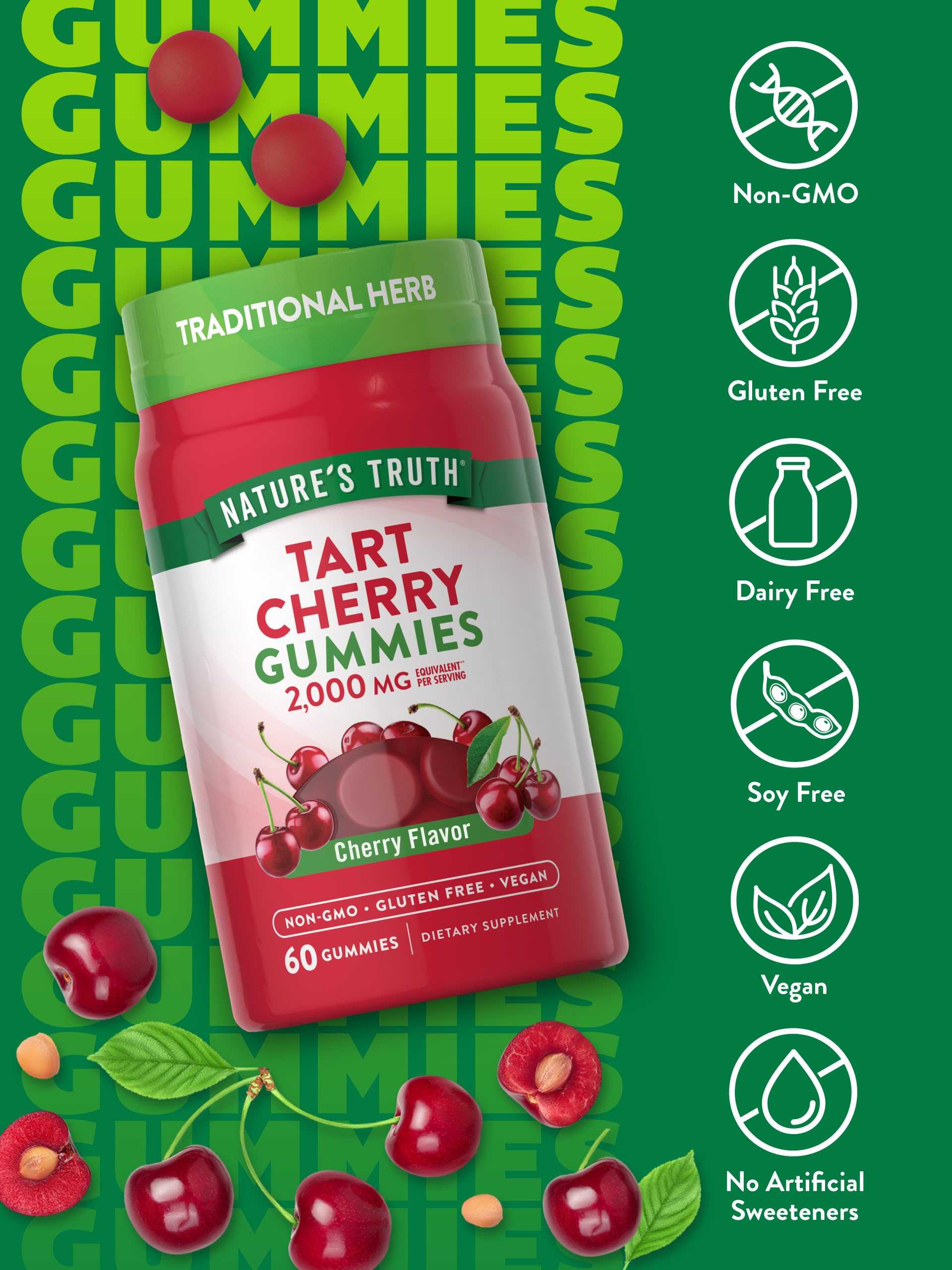 Foto 4 pulgar | Suplemento Nature's Truth Tart Cherry Gummies, 2000 Mg, 60 Unidades - Venta Internacional.