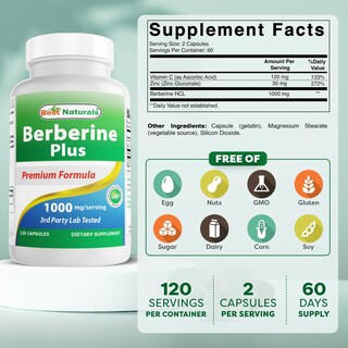 Foto 2 | Suplemento Best Naturals Berberine Plus 1000 Mg 120 Cápsulas X 2 - Venta Internacional.