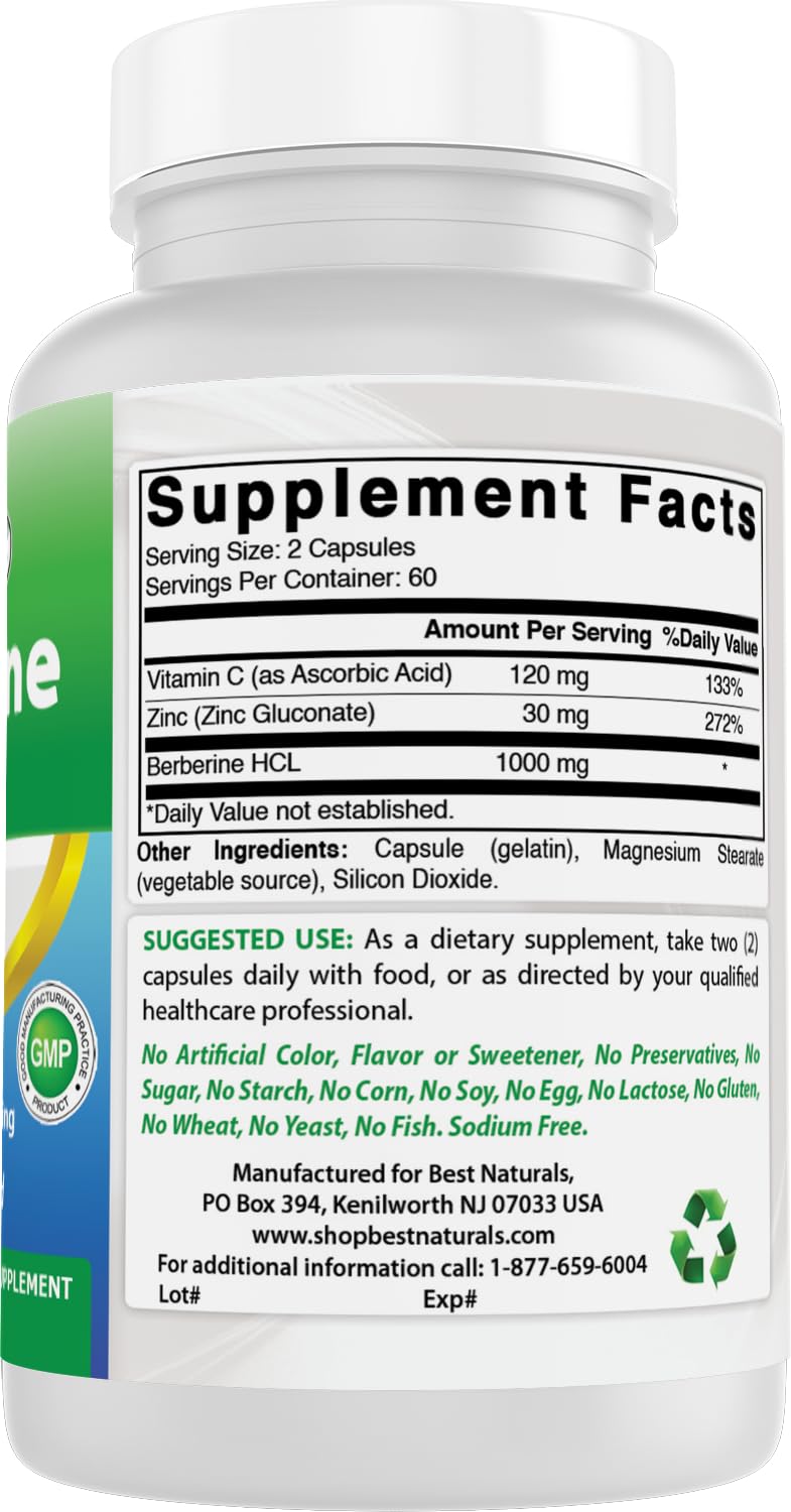 Foto 7 pulgar | Suplemento Best Naturals Berberine Plus 1000 Mg 120 Cápsulas X 2 - Venta Internacional.