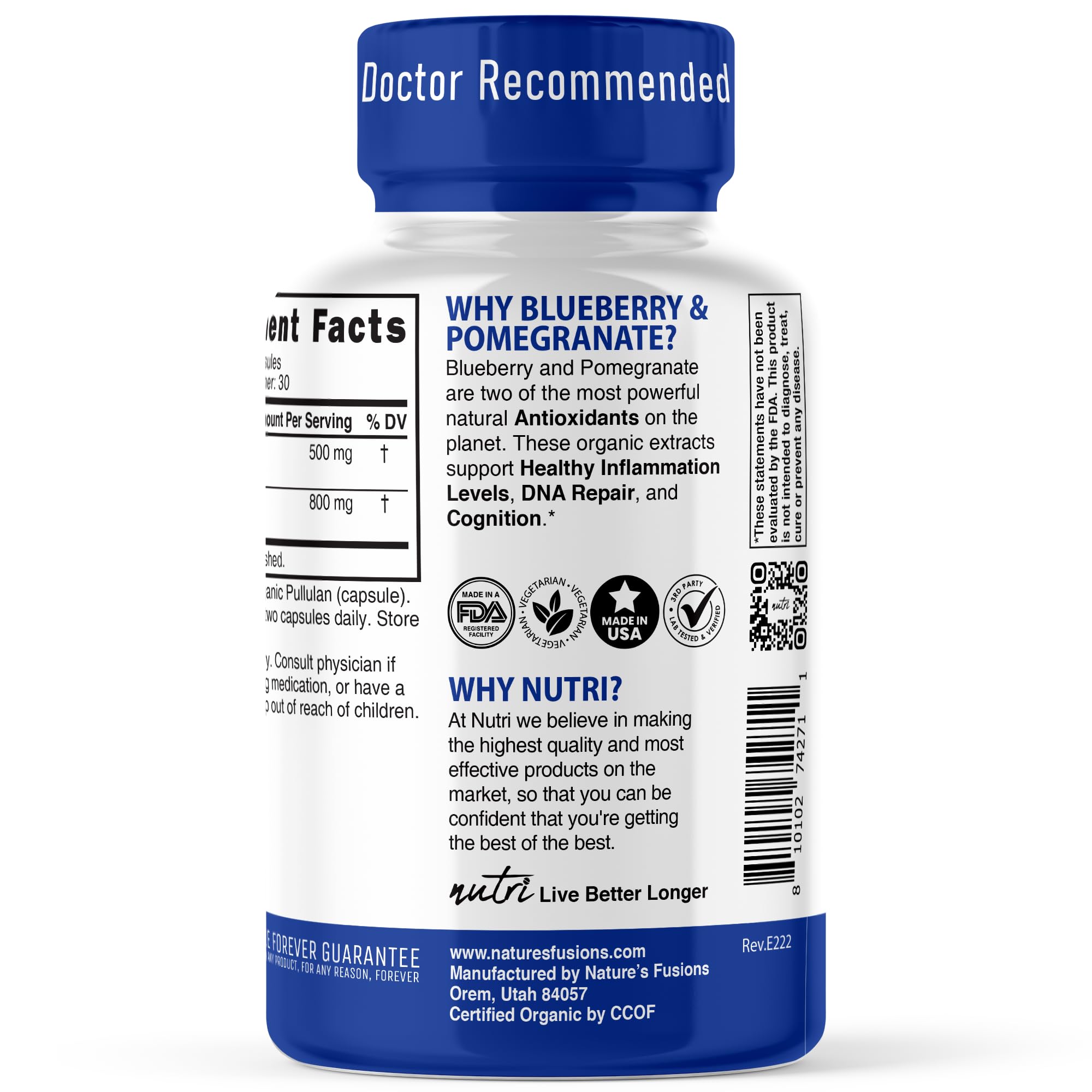 Foto 4 pulgar | Suplemento Nature's Fusions Con Arándanos Y Granada 1300 Mg - Venta Internacional.