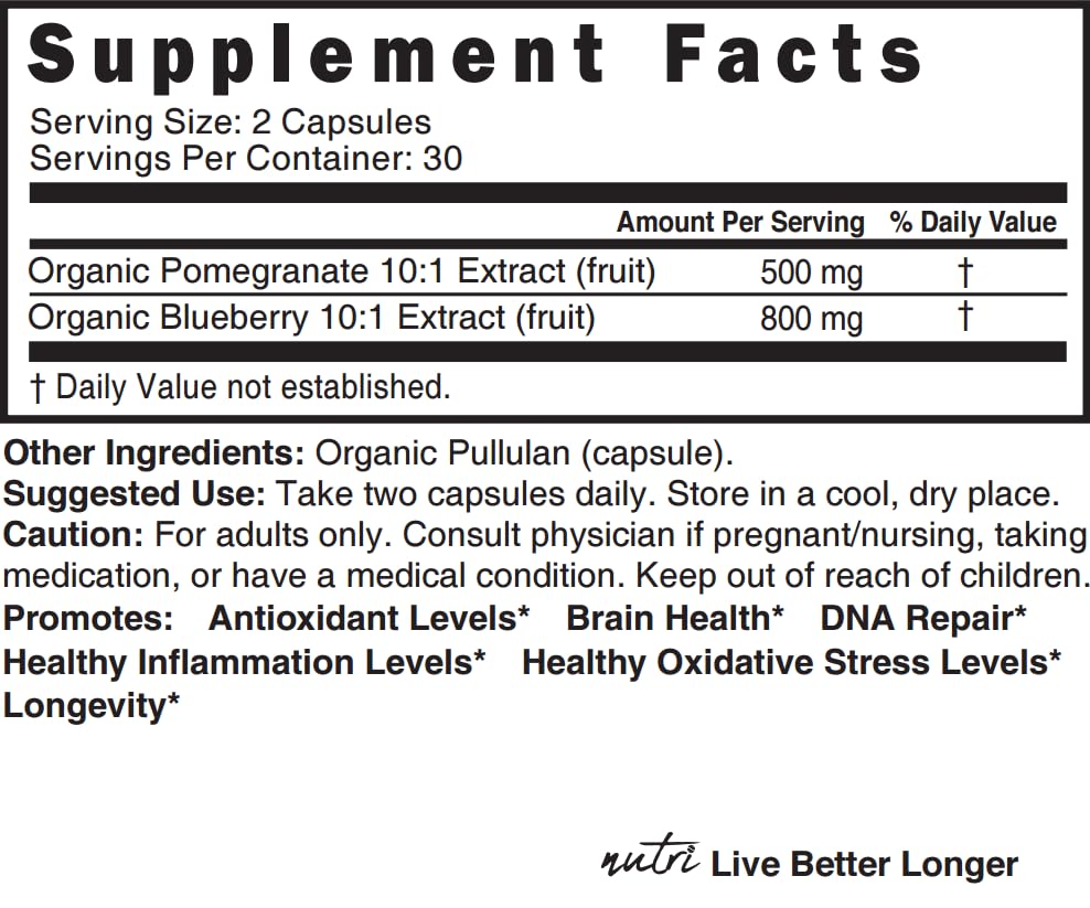 Foto 5 pulgar | Suplemento Nature's Fusions Con Arándanos Y Granada 1300 Mg - Venta Internacional.