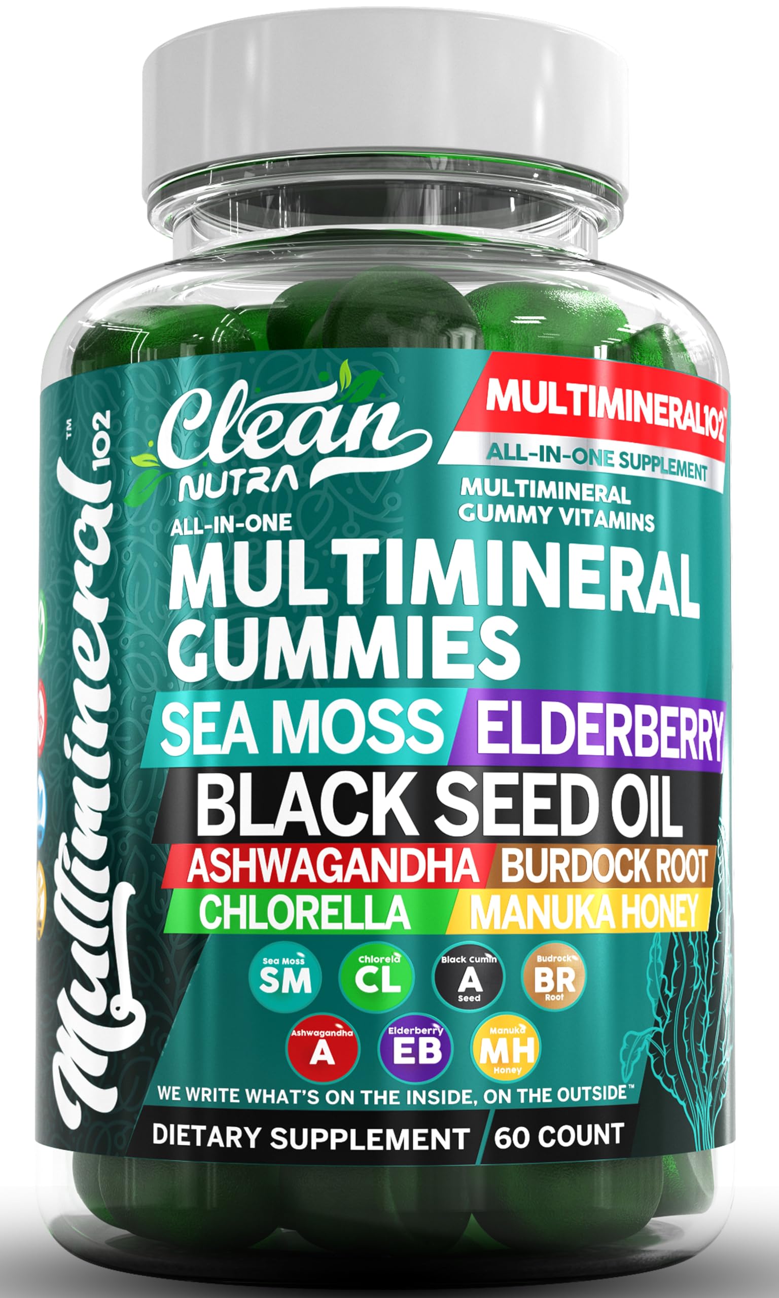 Foto 2 pulgar | Aceite De Semillas Negras De Musgo Marino Gummy Vitamins Clean Nutra Con Ashwagandha - Venta Internacional.