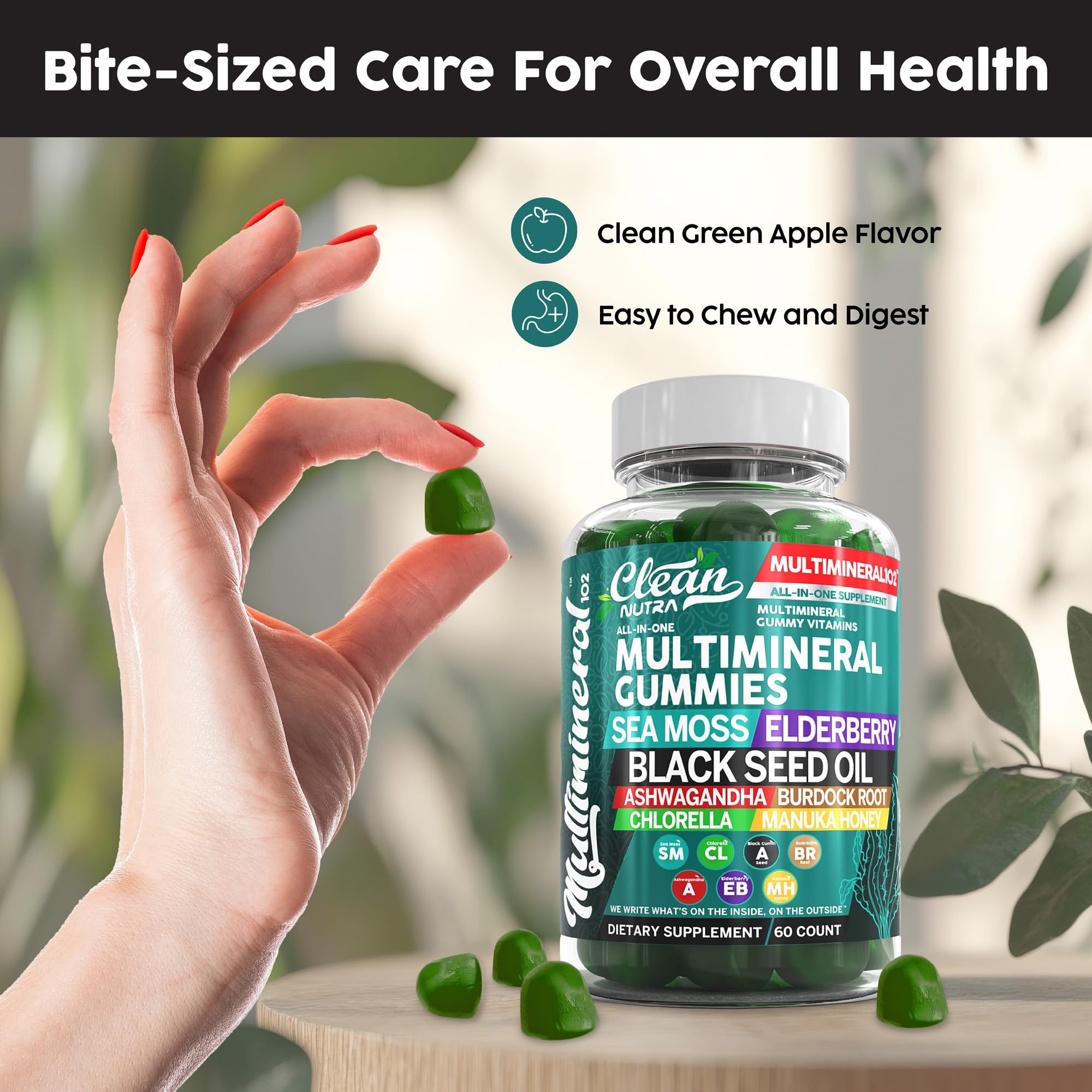 Foto 5 pulgar | Aceite De Semillas Negras De Musgo Marino Gummy Vitamins Clean Nutra Con Ashwagandha - Venta Internacional.
