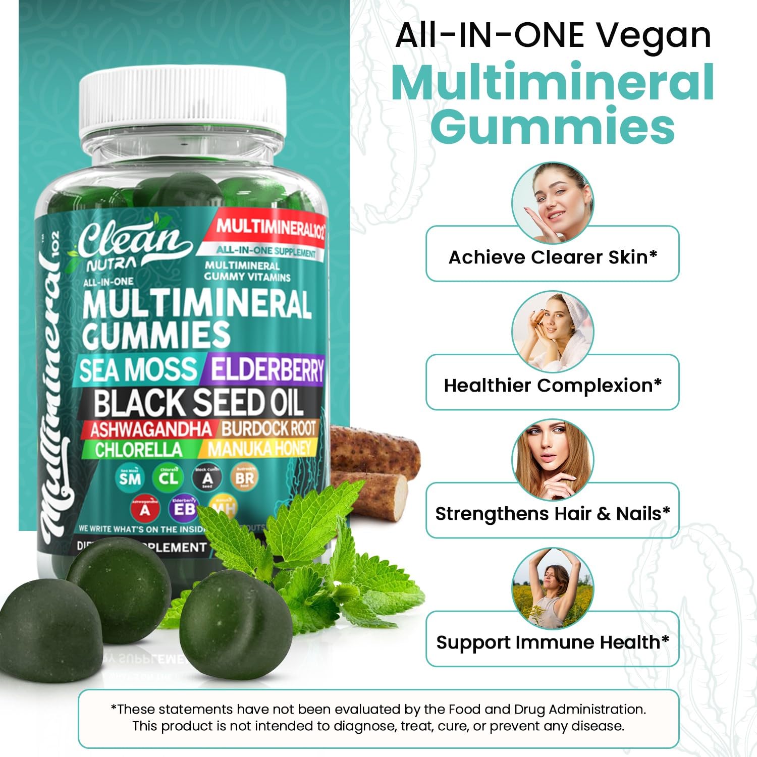 Foto 6 pulgar | Aceite De Semillas Negras De Musgo Marino Gummy Vitamins Clean Nutra Con Ashwagandha - Venta Internacional.