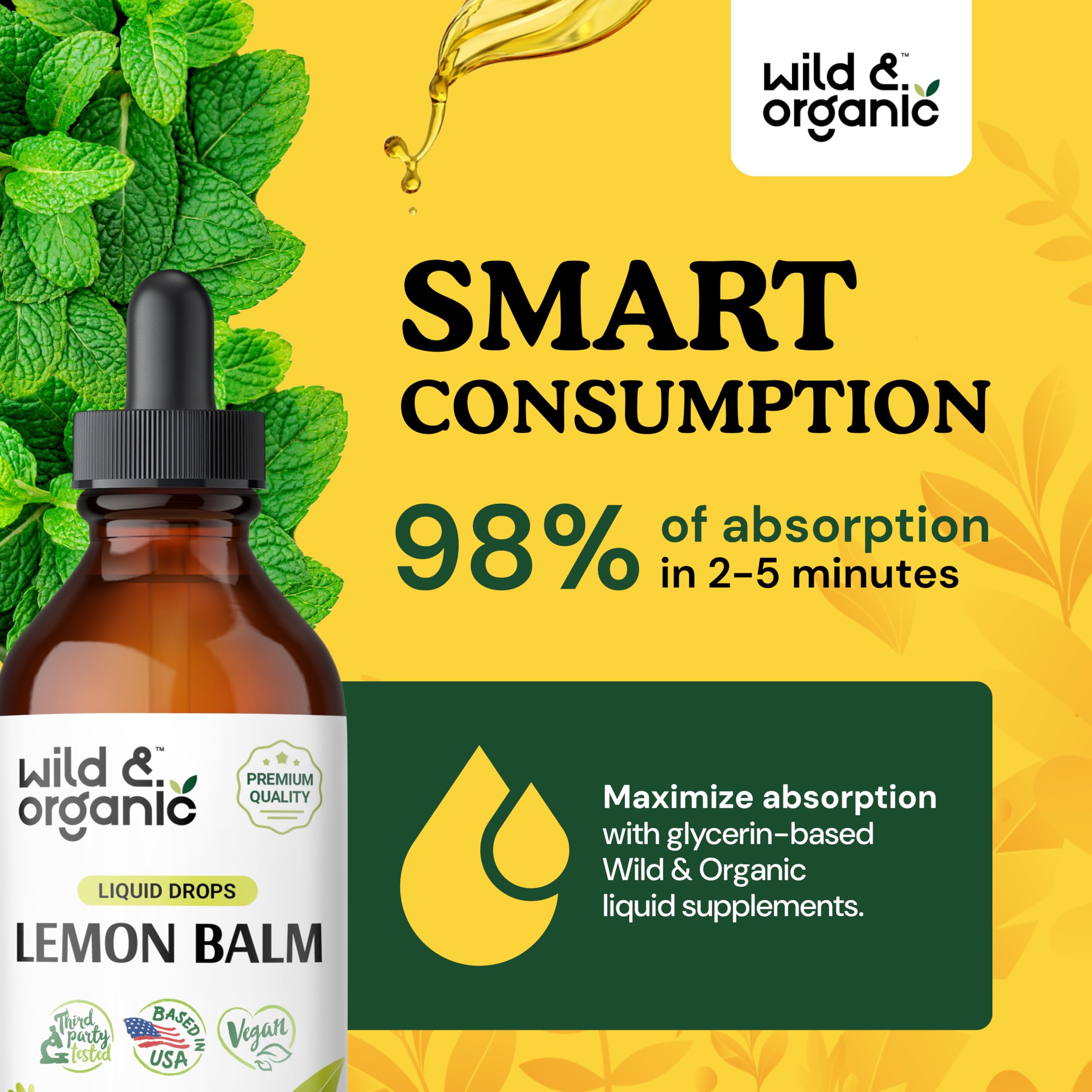 Foto 4 | Suplemento De Tintura De Bálsamo De Limón Wild & Organic 120 Ml - Venta Internacional.