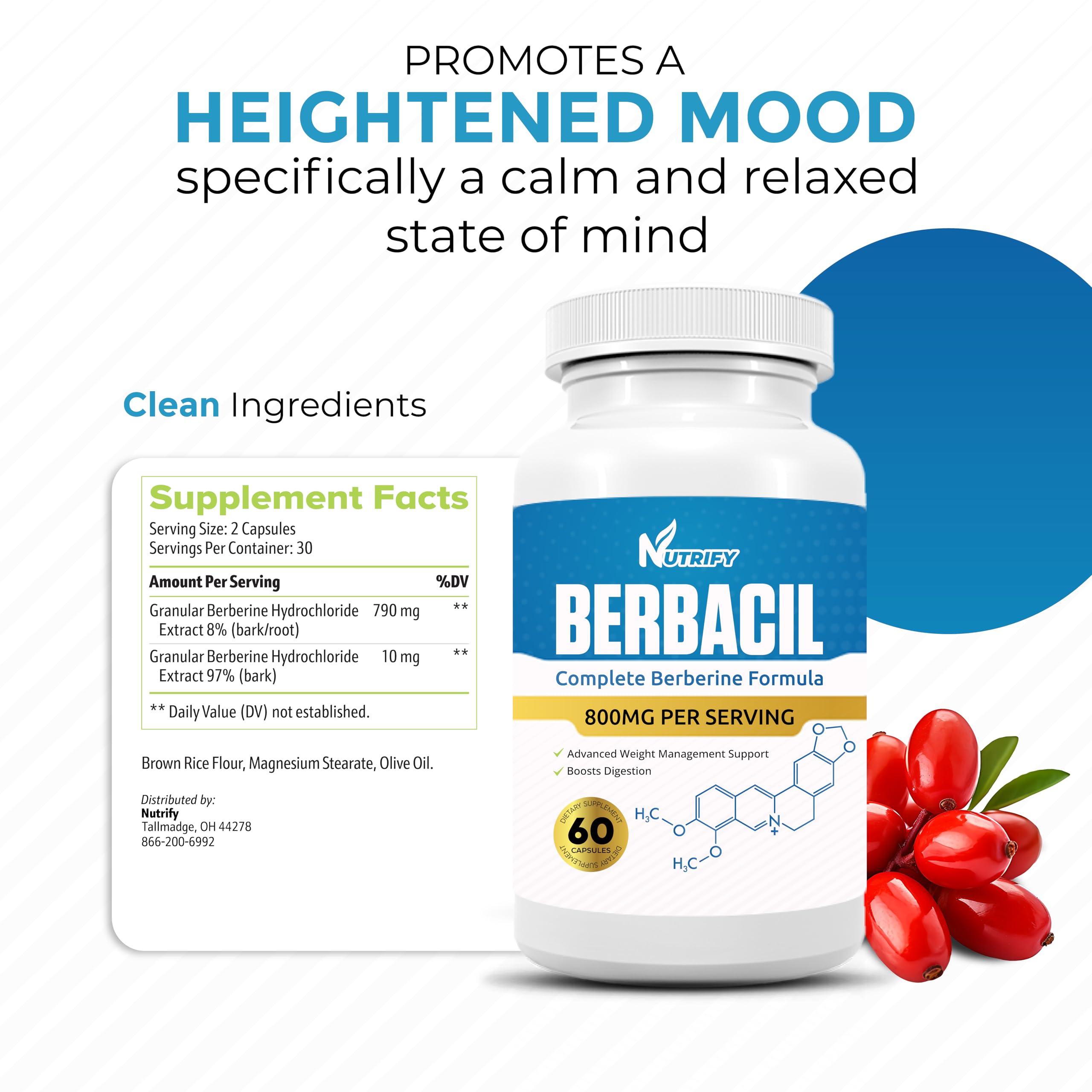 Foto 5 pulgar | Suplemento Berberine Berbacil 800 Mg 100% Puro De Máxima Absorción - Venta Internacional.