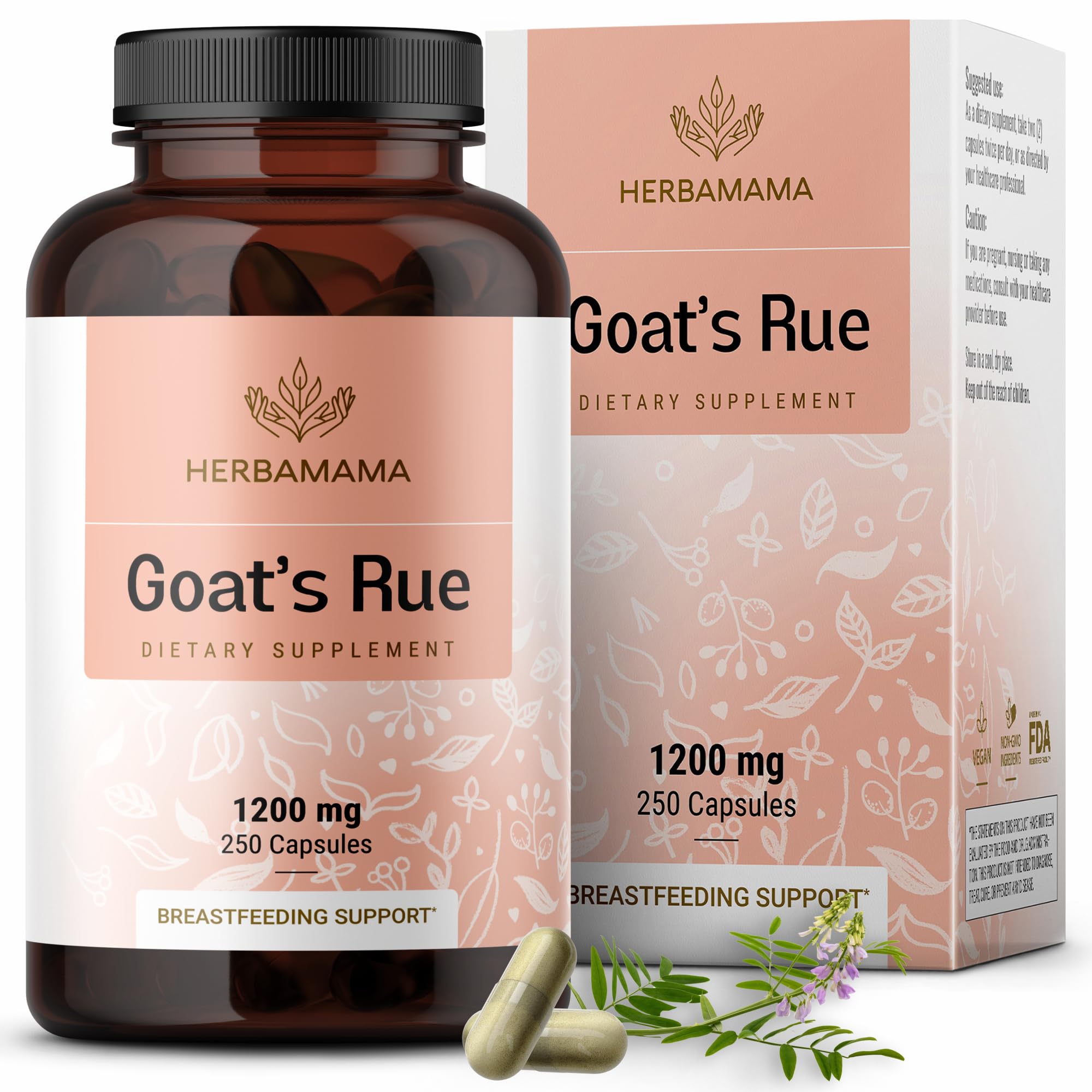 Cápsulas De Ruda De Cabra Herbamama 1200 Mg Galega Officinalis 250 - Venta Internacional.