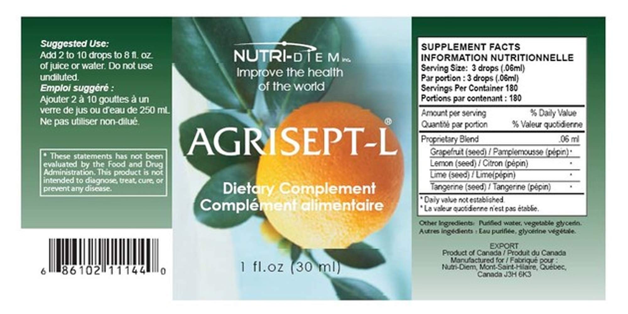 Foto 3 pulgar | Suplemento Nutri-diem Agrisept-l/agrumax Biogen Citrus - Venta Internacional.