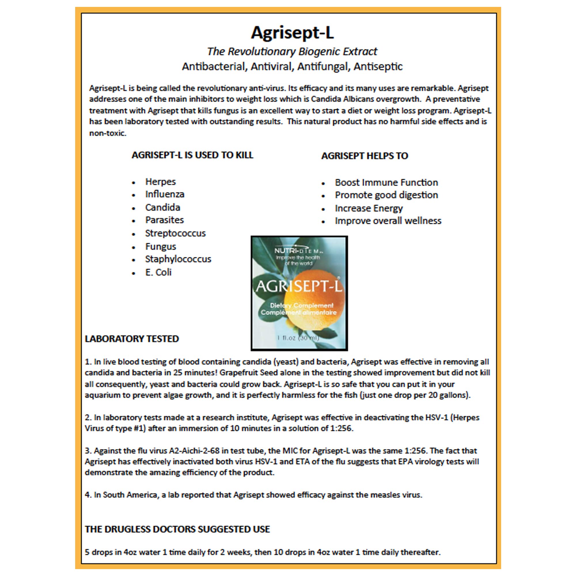 Foto 4 pulgar | Suplemento Nutri-diem Agrisept-l/agrumax Biogen Citrus - Venta Internacional.