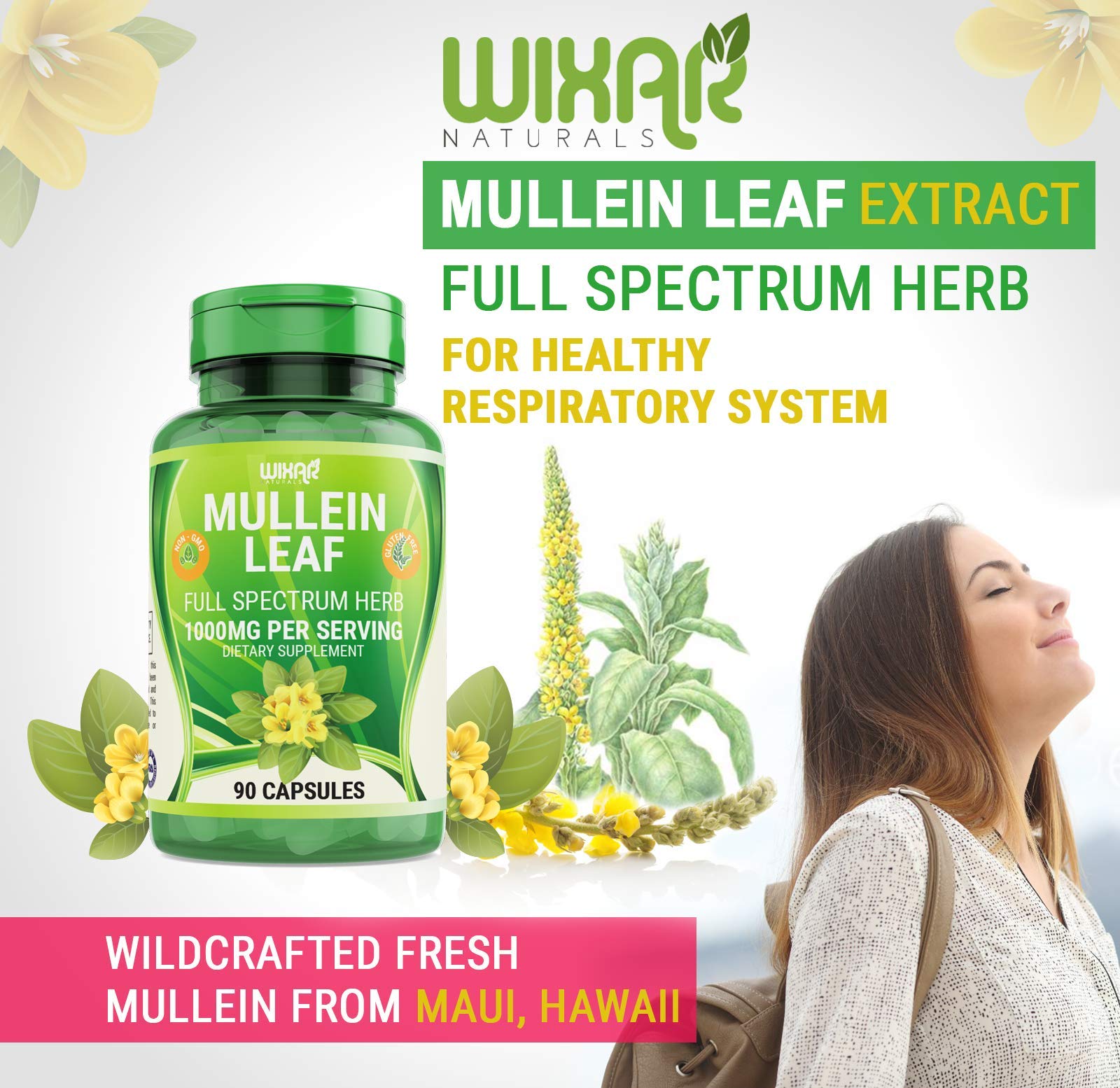 Foto 3 pulgar | Suplemento Wixar Naturals En Cápsulas De Hoja De Gordolobo 90 X 1000 Mg - Venta Internacional.