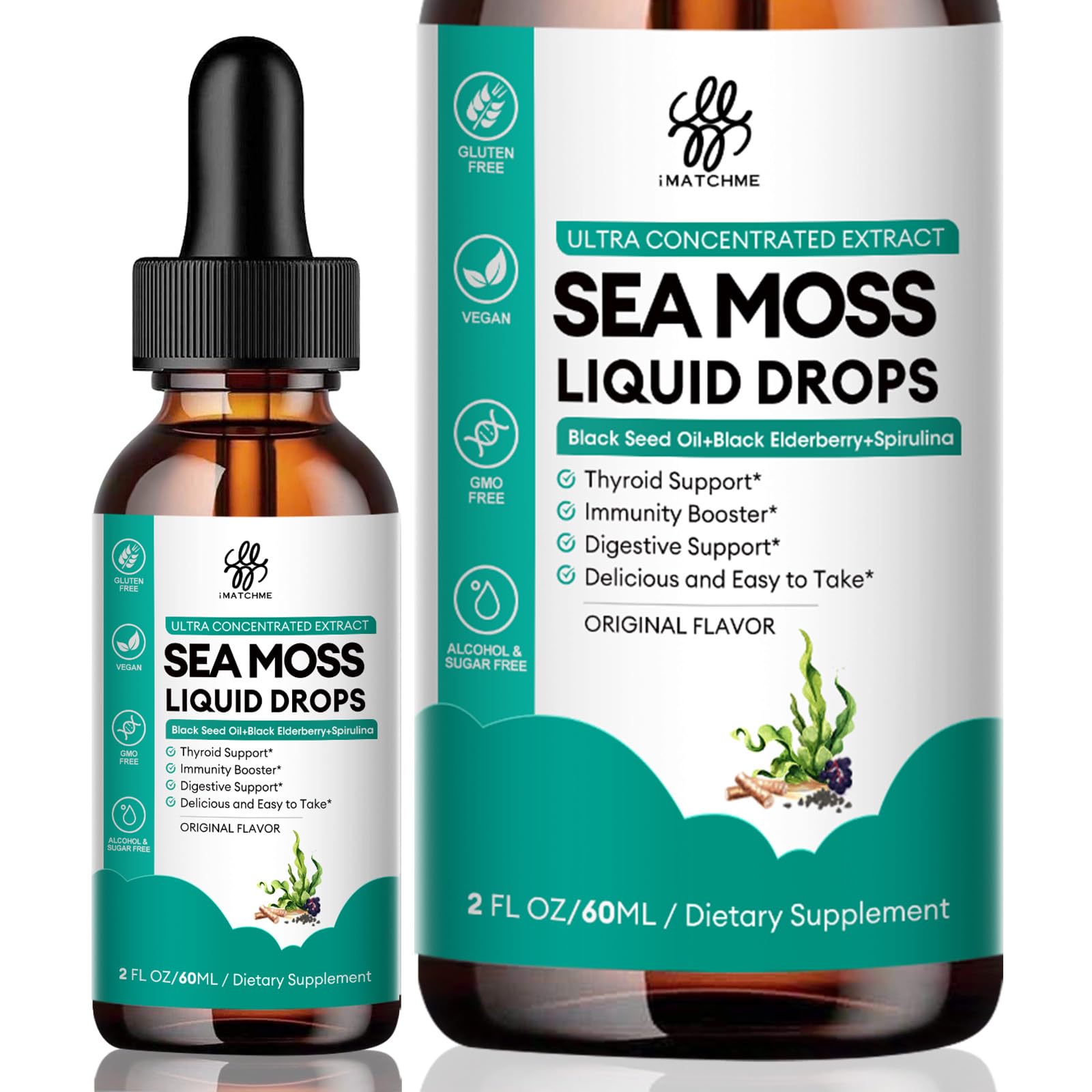 Suplemento Imatchme Sea Moss Liquid Drops 60 Ml Para El Sistema Inmunitario - Venta Internacional.