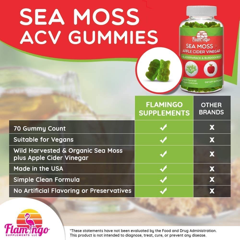 Foto 3 pulgar | Suplementos Sea Moss Gummies Flamingo con Vinagre de Sidra de Manzana - Venta Internacional