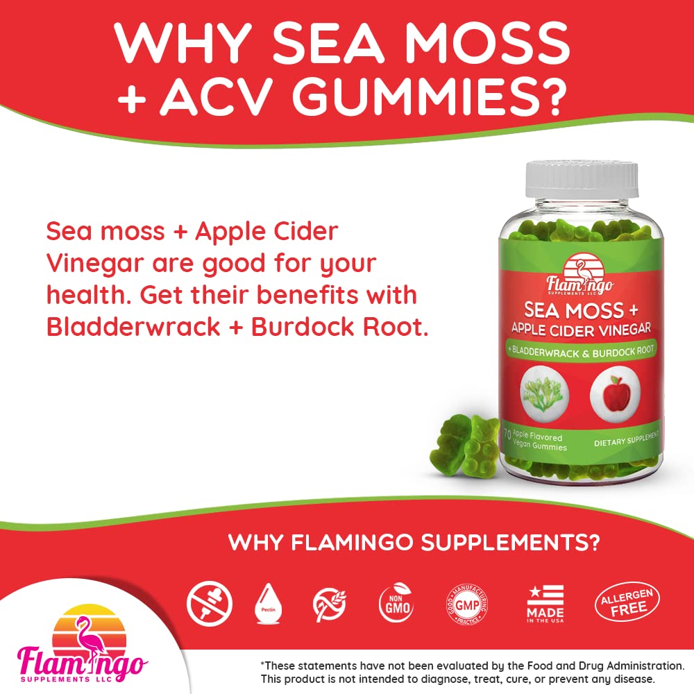 Foto 5 pulgar | Suplementos Sea Moss Gummies Flamingo con Vinagre de Sidra de Manzana - Venta Internacional