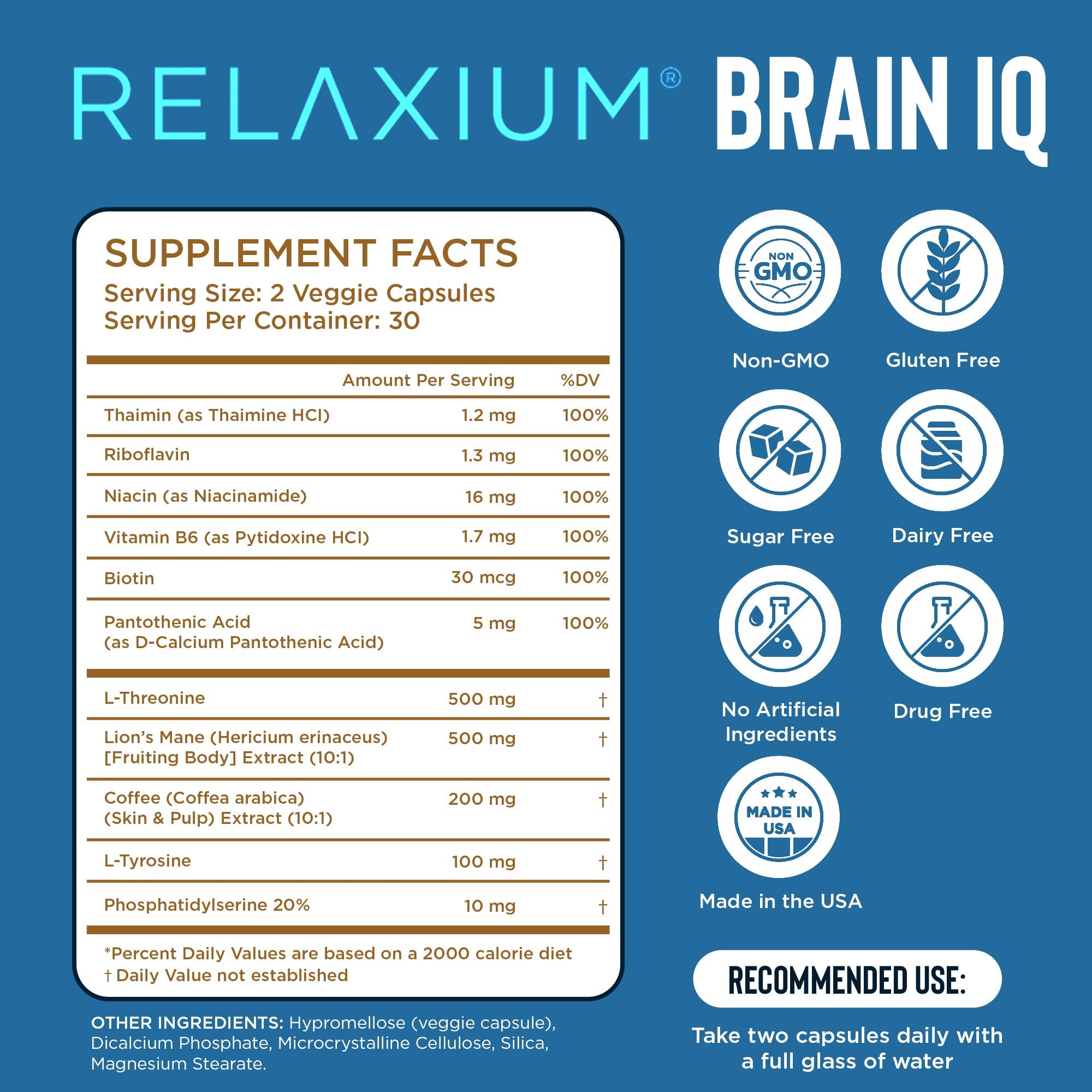 Foto 3 pulgar | Suplemento De Memoria Brainiq Nootropic Brain 60 Cápsulas - Venta Internacional.