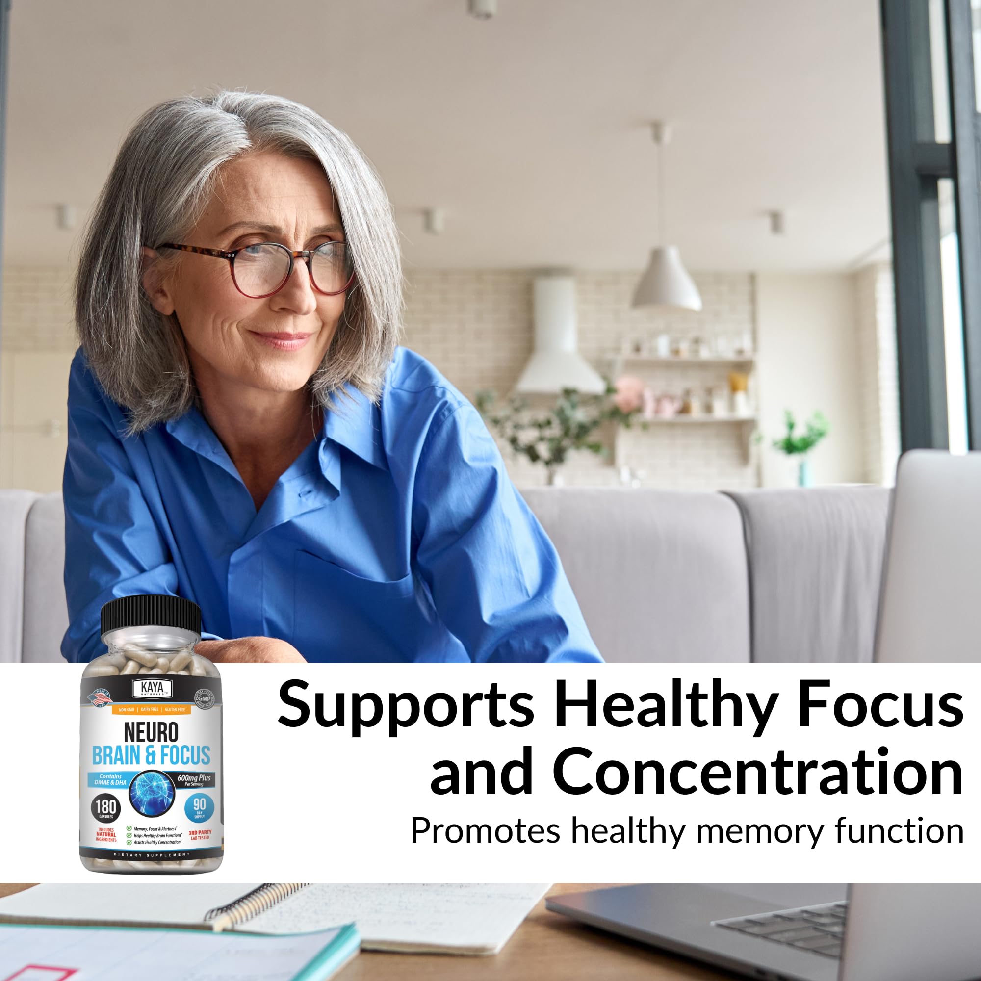Foto 4 pulgar | Suplemento Kaya Naturals Neuro Brain Memory Focus 180 Cápsulas - Venta Internacional