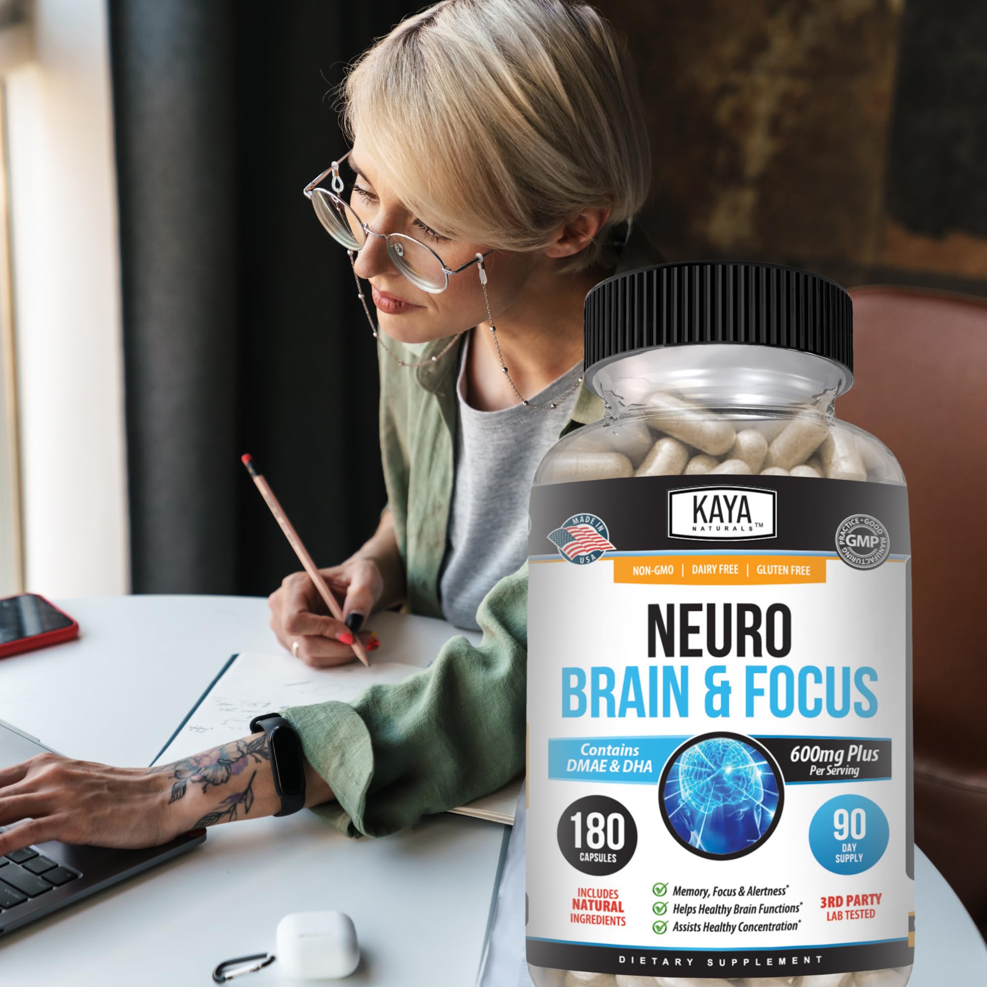 Foto 7 | Suplemento Kaya Naturals Neuro Brain Memory Focus 180 Cápsulas - Venta Internacional