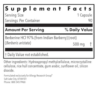 Foto 3 | Suplemento de Berberina Allergy Research Group 500 mg 90 Cápsulas - Venta Internacional