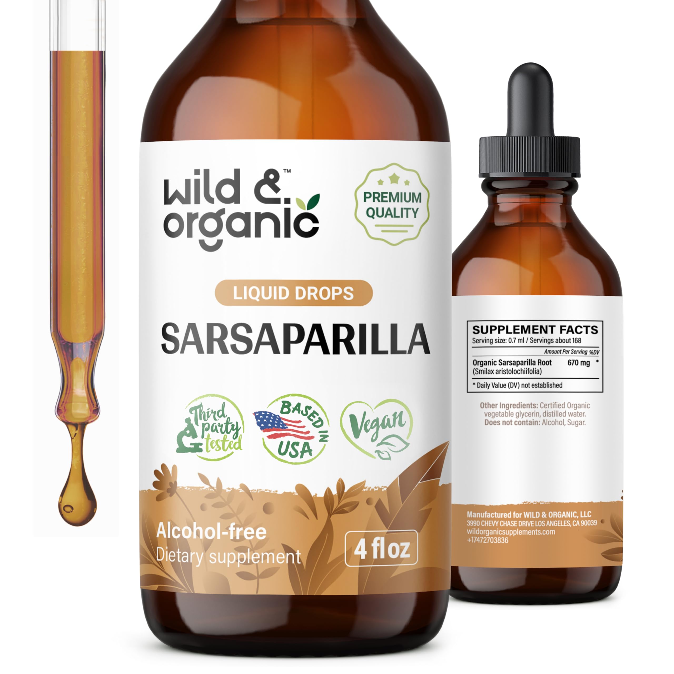 Foto 2 pulgar | Suplemento de Tintura de Raíz de Zarzaparrilla Wild & Organic120 Ml - Venta Internacional