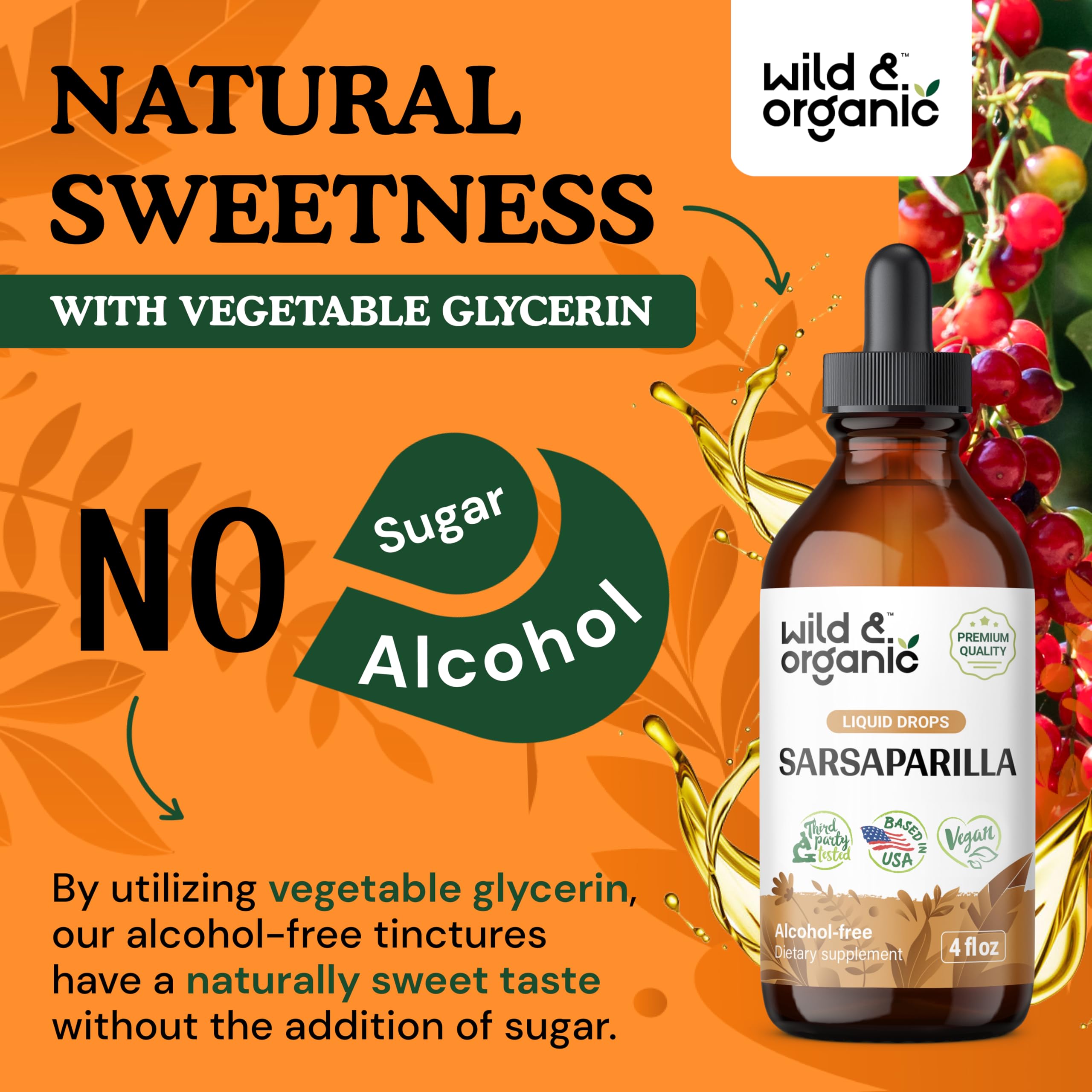 Foto 7 pulgar | Suplemento de Tintura de Raíz de Zarzaparrilla Wild & Organic120 Ml - Venta Internacional