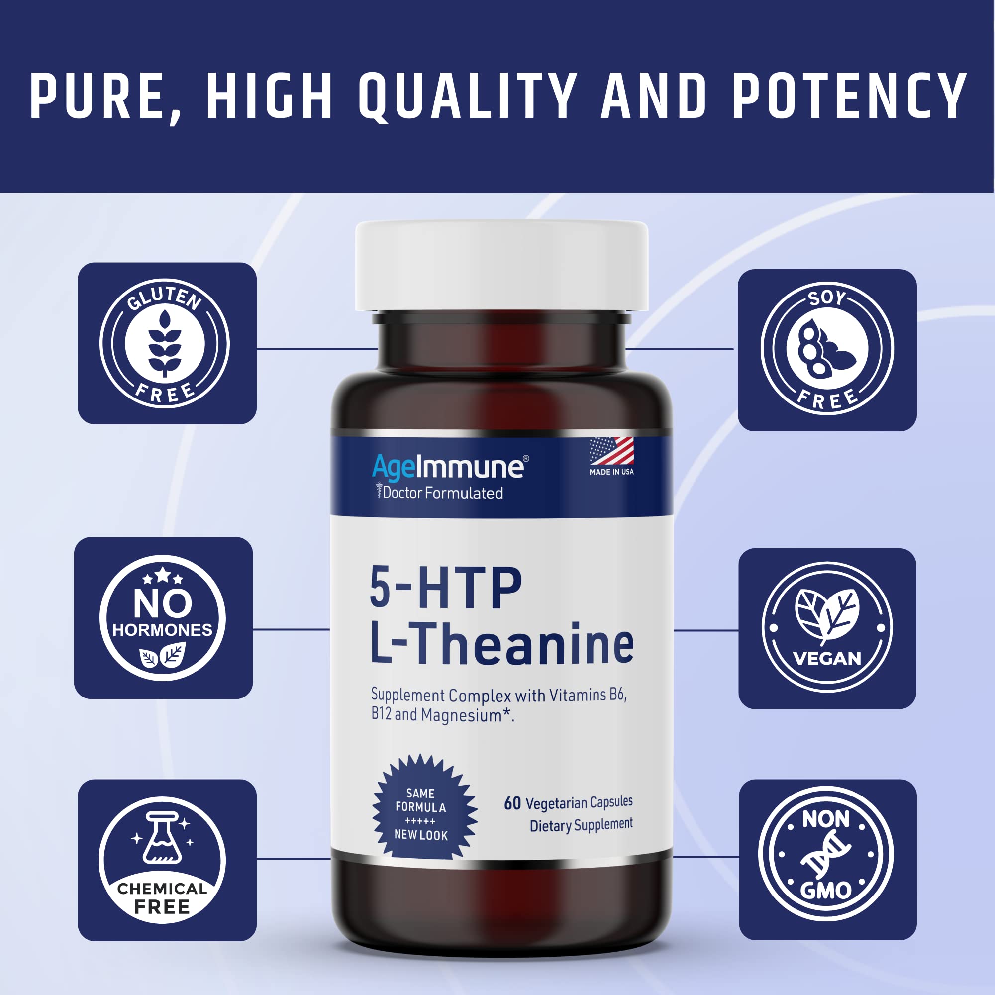 Foto 7 pulgar | Suplemento Ageimmune Con Fórmula 5-htp Para Aliviar El Estrés, 60 Cápsulas - Venta Internacional.
