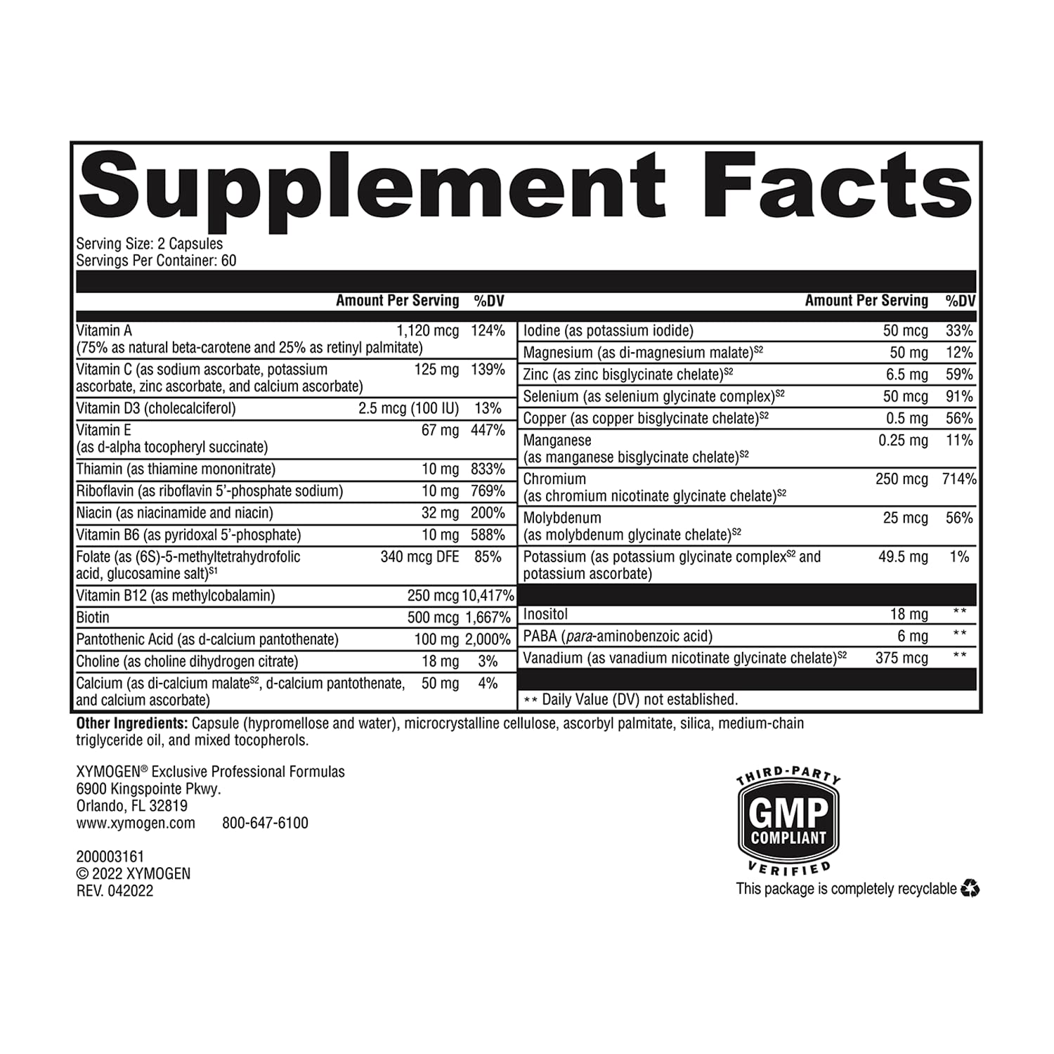 Foto 6 pulgar | Suplemento Xymogen Activnutrients Sin Hierro 120 Cápsulas - Venta Internacional
