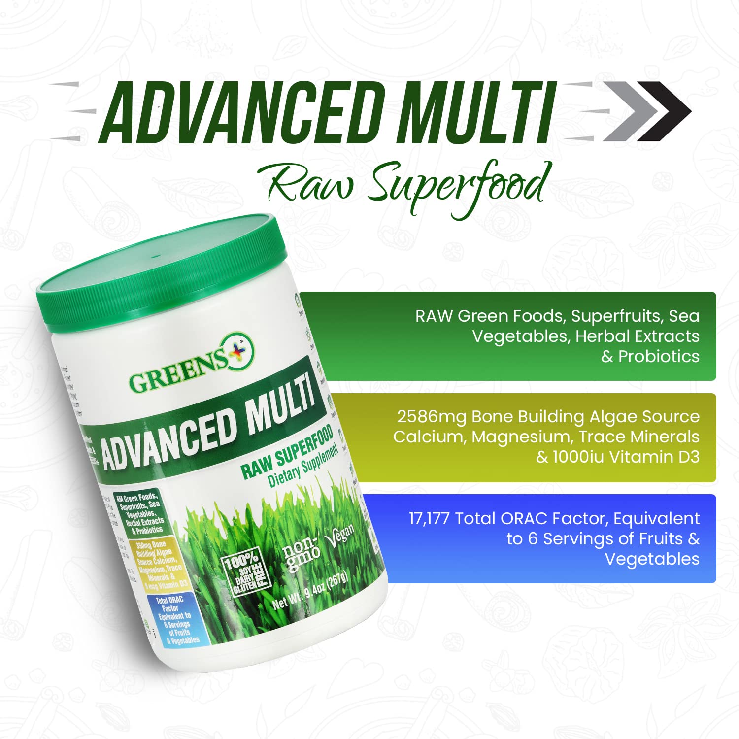 Foto 4 pulgar | Suplemento Greens+ Advanced Multi Raw Superfood, 275 Ml - Venta Internacional.