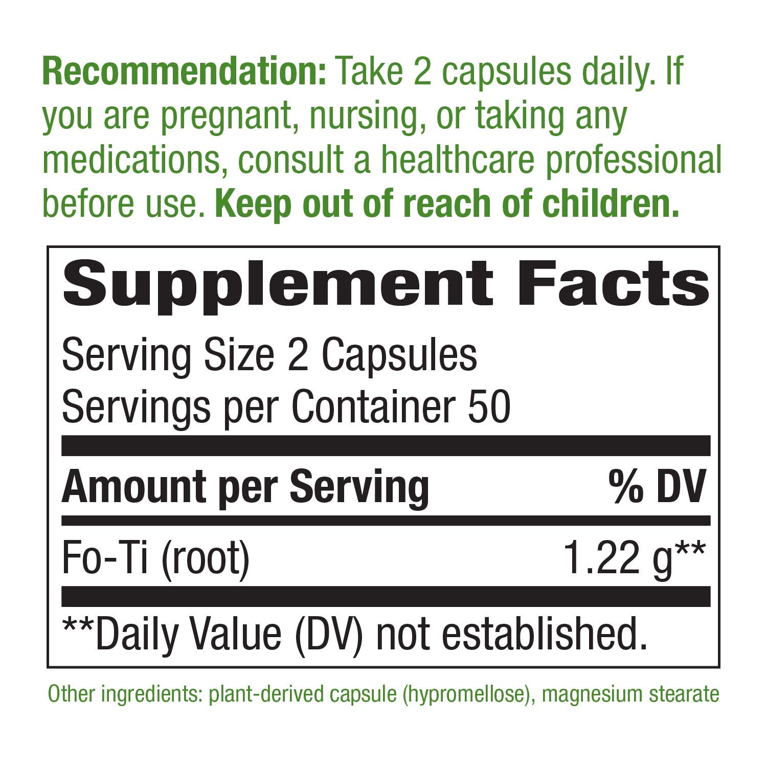 Foto 4 pulgar | Suplemento Nature's Way Fo-ti Root 1220 Mg 100 Cápsulas - Venta Internacional