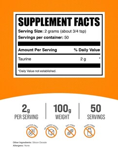 Foto 2 | Suplemento De Taurina Bulksupplements.com Taurina 2000 Mg 100 G - Venta Internacional.