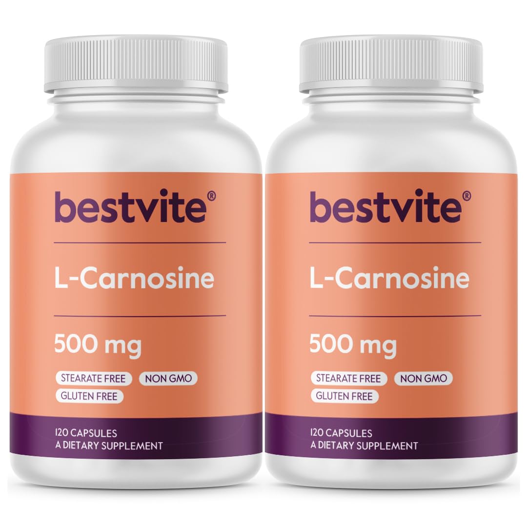 Suplemento Bestvite L-Carnosina 500 mg 2 Frascos de 120 Cápsulas C/U - Venta Internacional